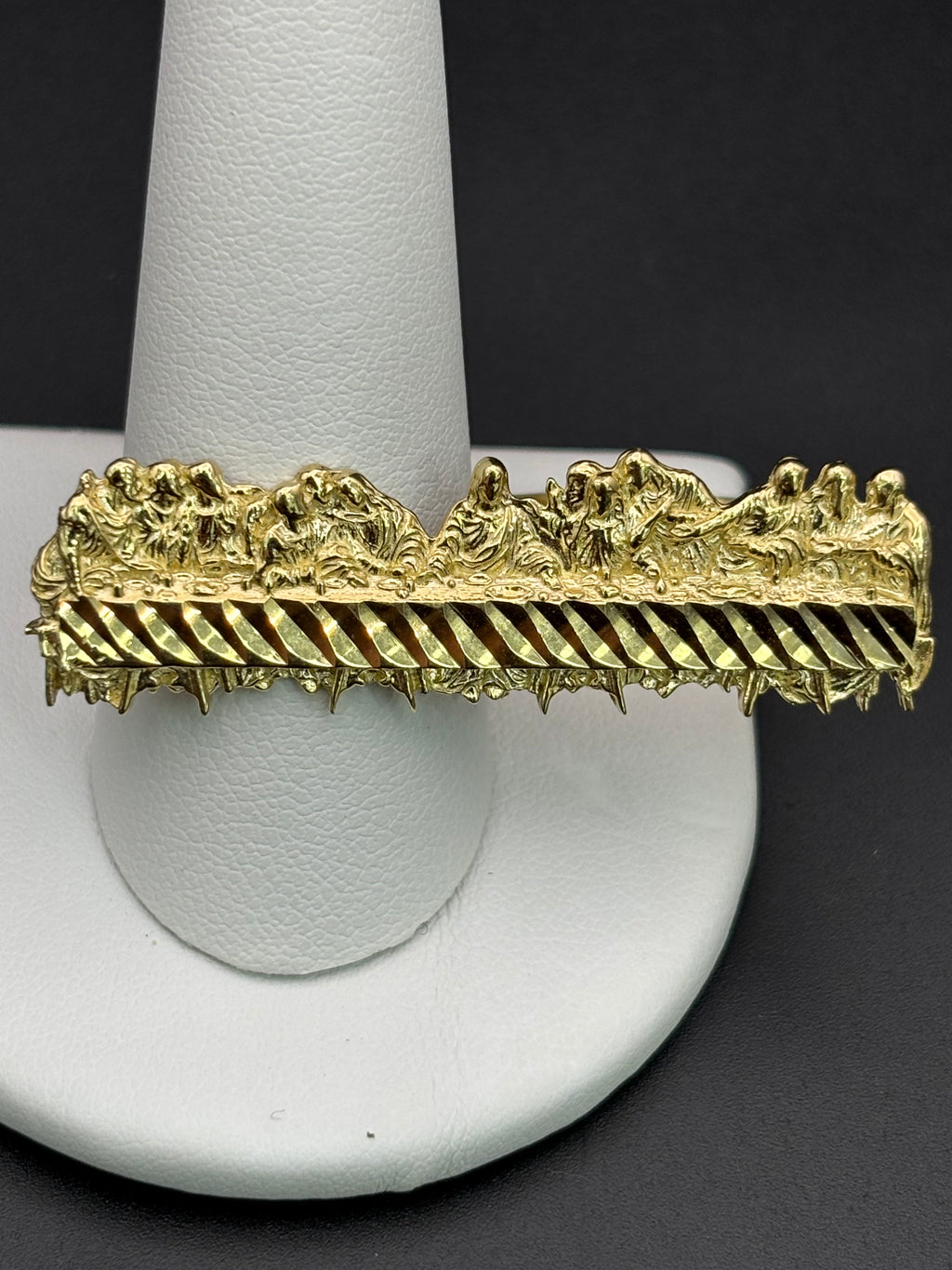 10k Solid Gold Two Finger Ring Last Supper Ring Size 9.25 & 11
