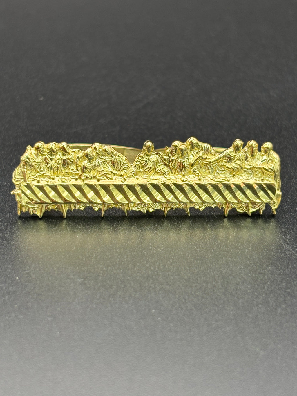 10k Solid Gold Two Finger Ring Last Supper Ring Size 9.25 & 11