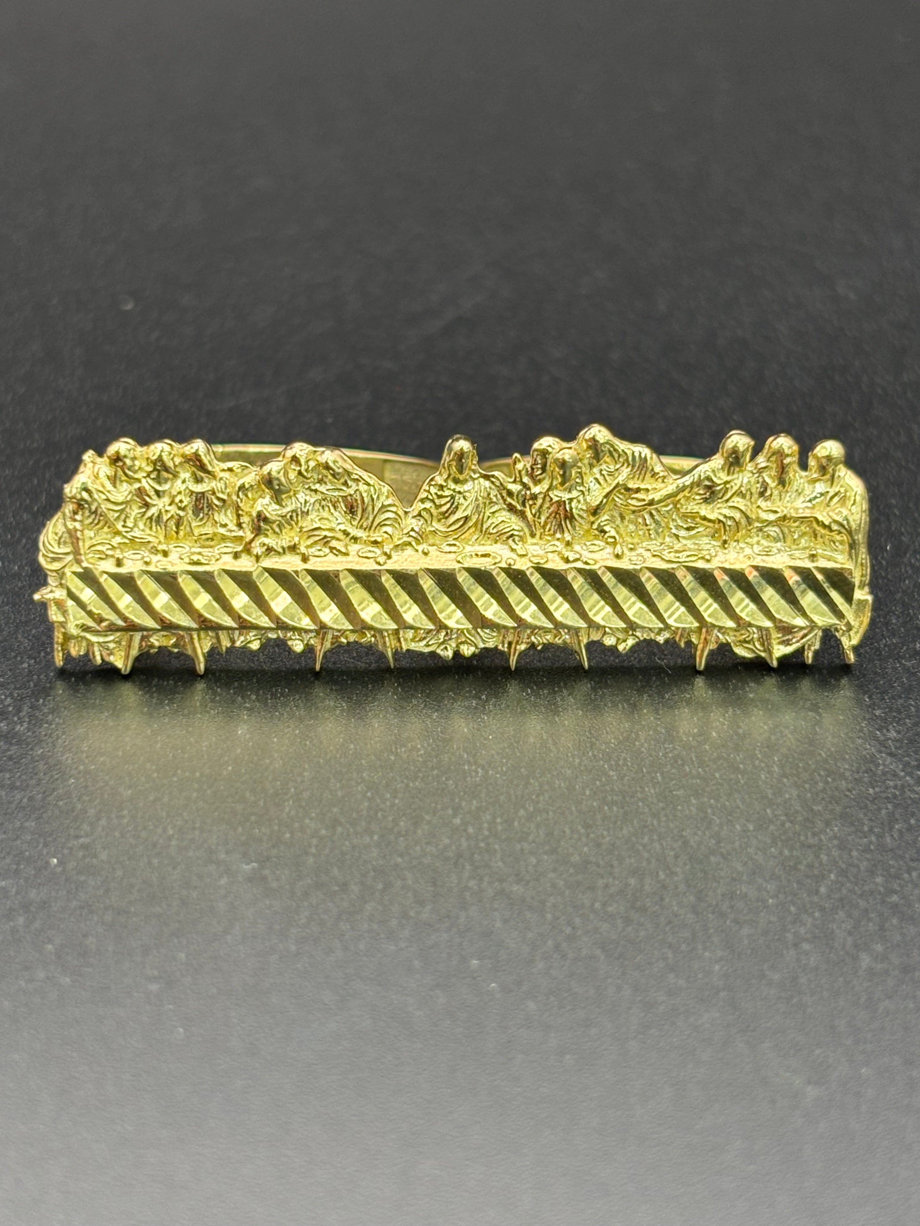 10k Solid Gold Two Finger Ring Last Supper Ring Size 9.25 & 11