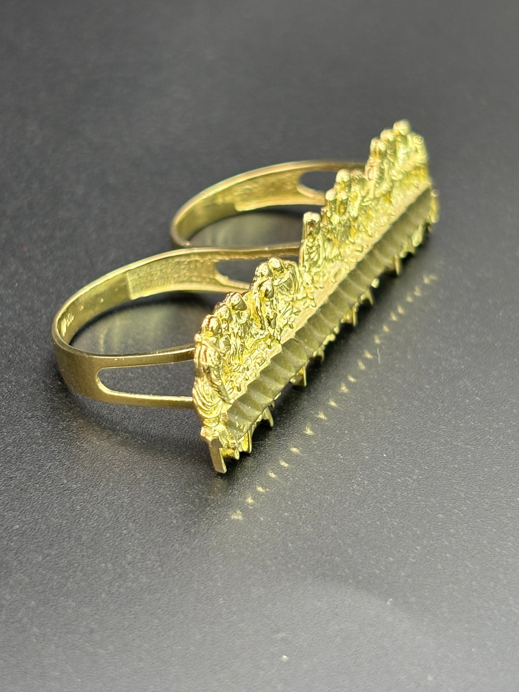 10k Solid Gold Two Finger Ring Last Supper Ring Size 9.25 & 11