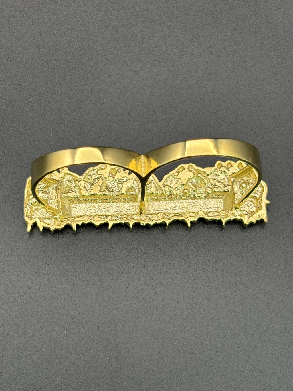 10k Solid Gold Two Finger Ring Last Supper Ring Size 9.25 & 11
