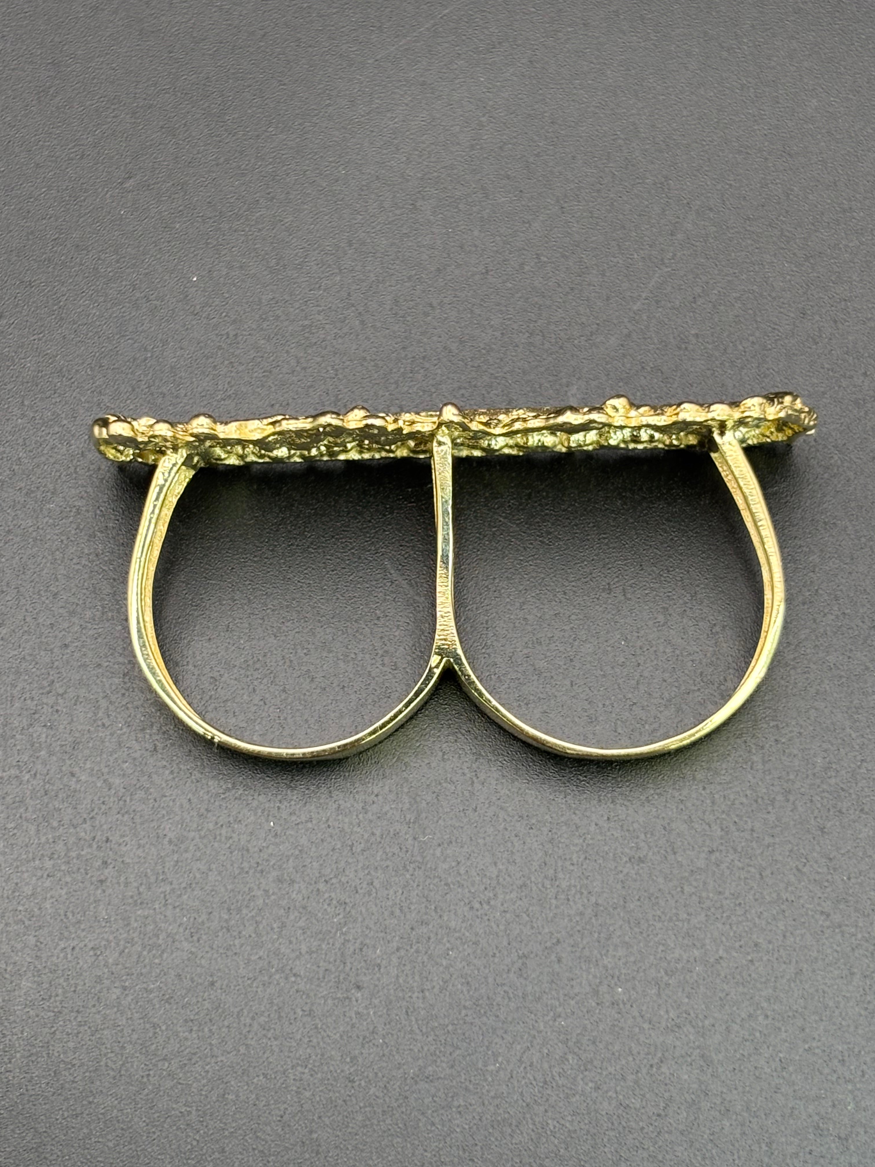 10k Solid Gold Two Finger Ring Last Supper Ring Size 9.25 & 11