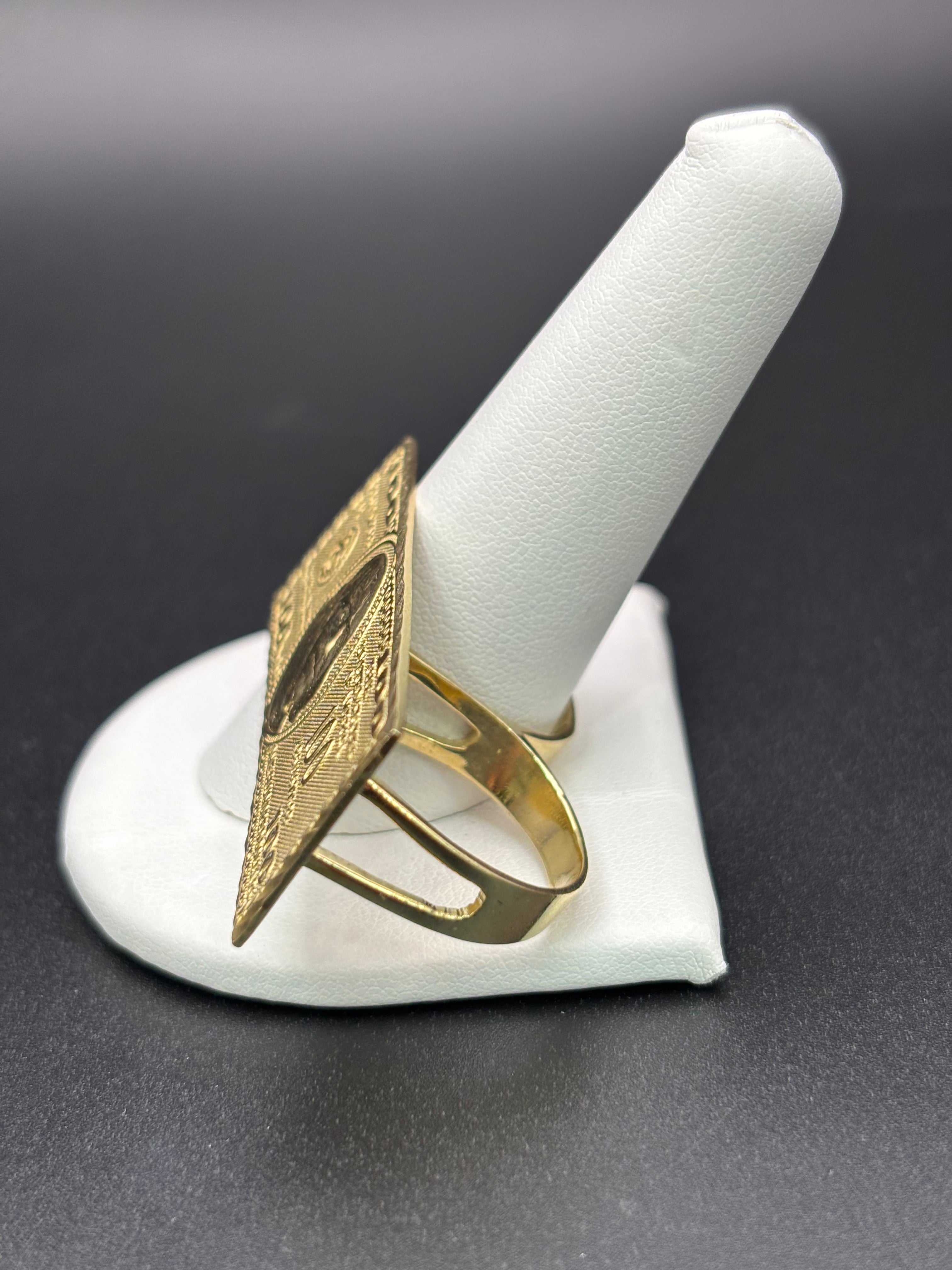10k Solid Gold Two Finger Ring 100 Dollar Bill Ring Size 10.75 & 11.5