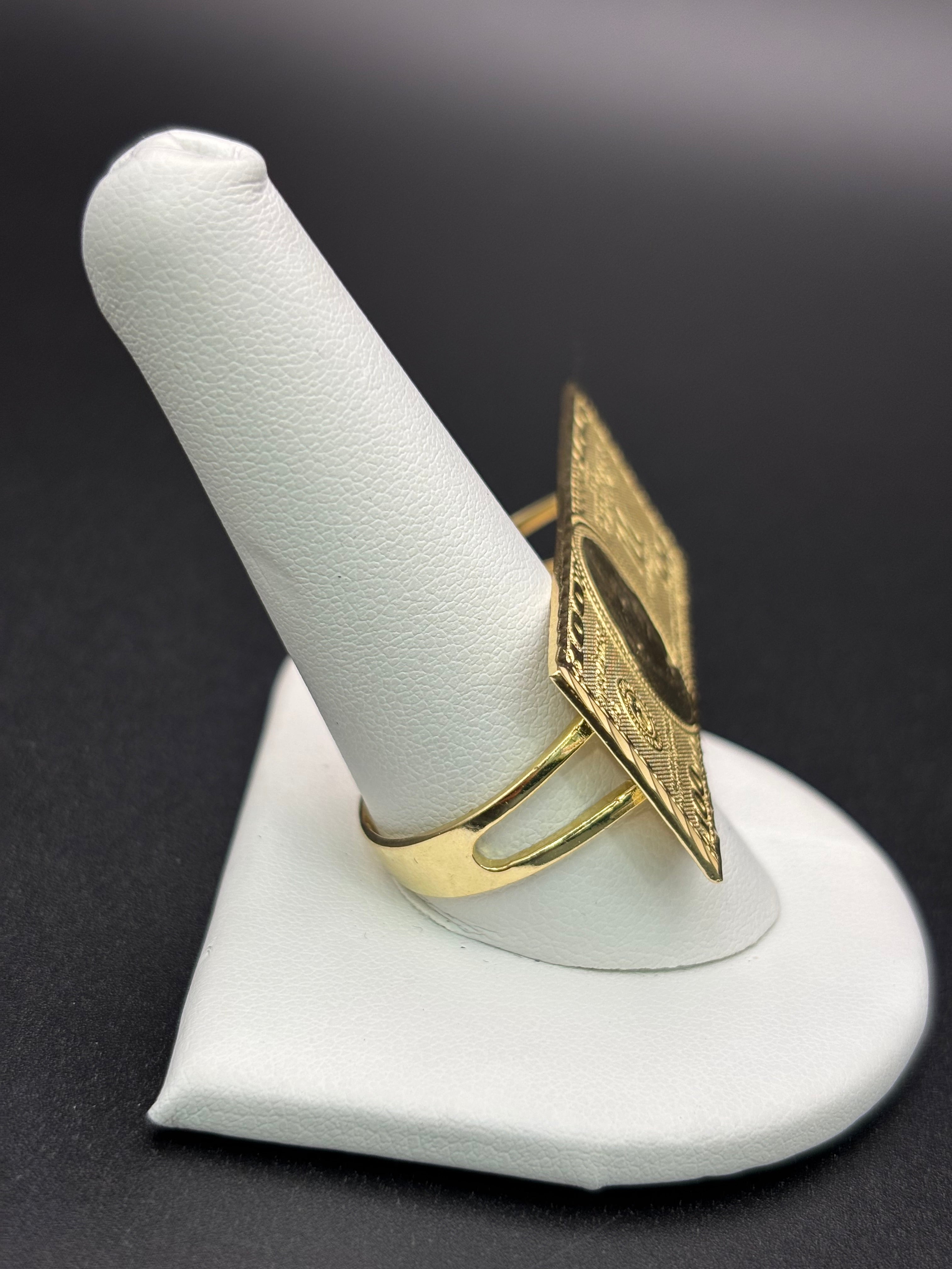 10k Solid Gold Two Finger Ring 100 Dollar Bill Ring Size 10.75 & 11.5