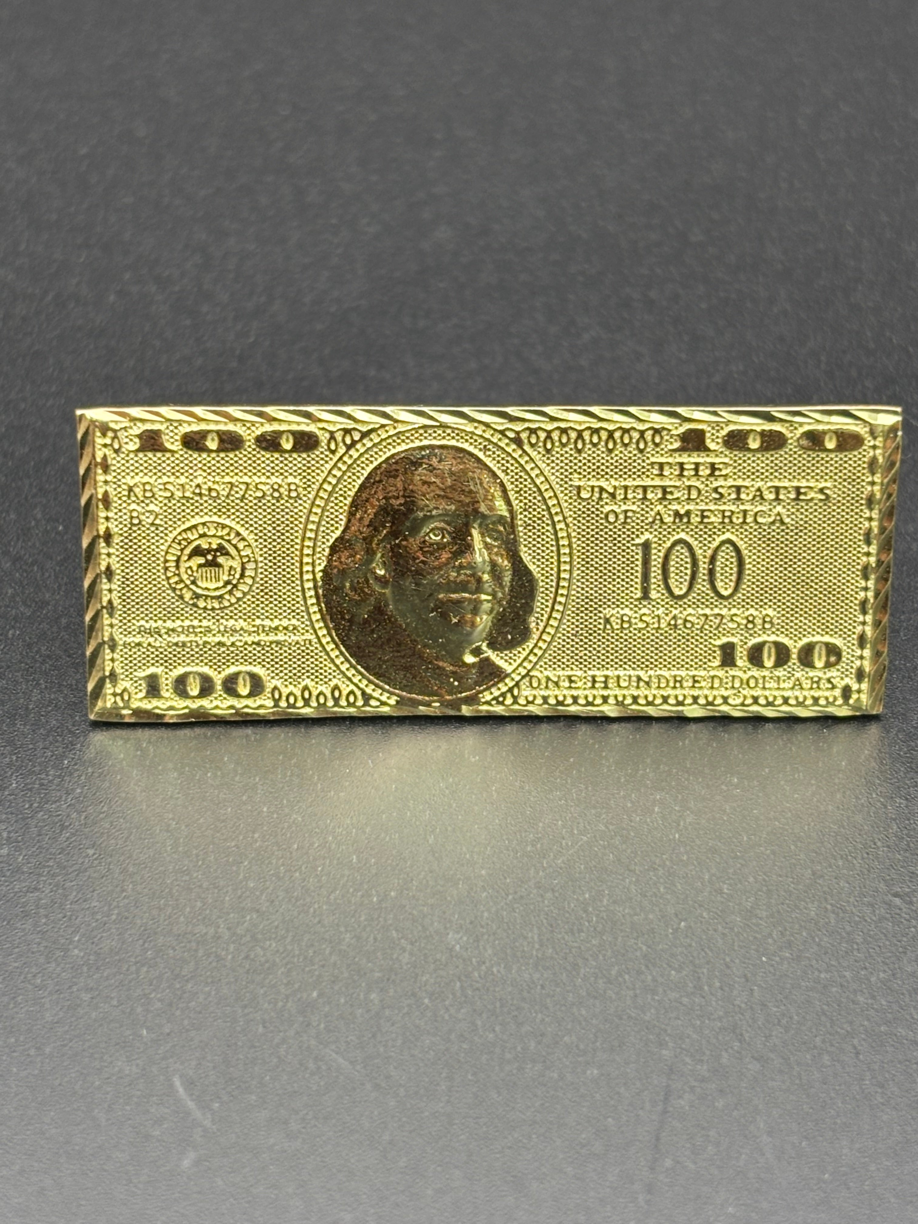 10k Solid Gold Two Finger Ring 100 Dollar Bill Ring Size 10.75 & 11.5