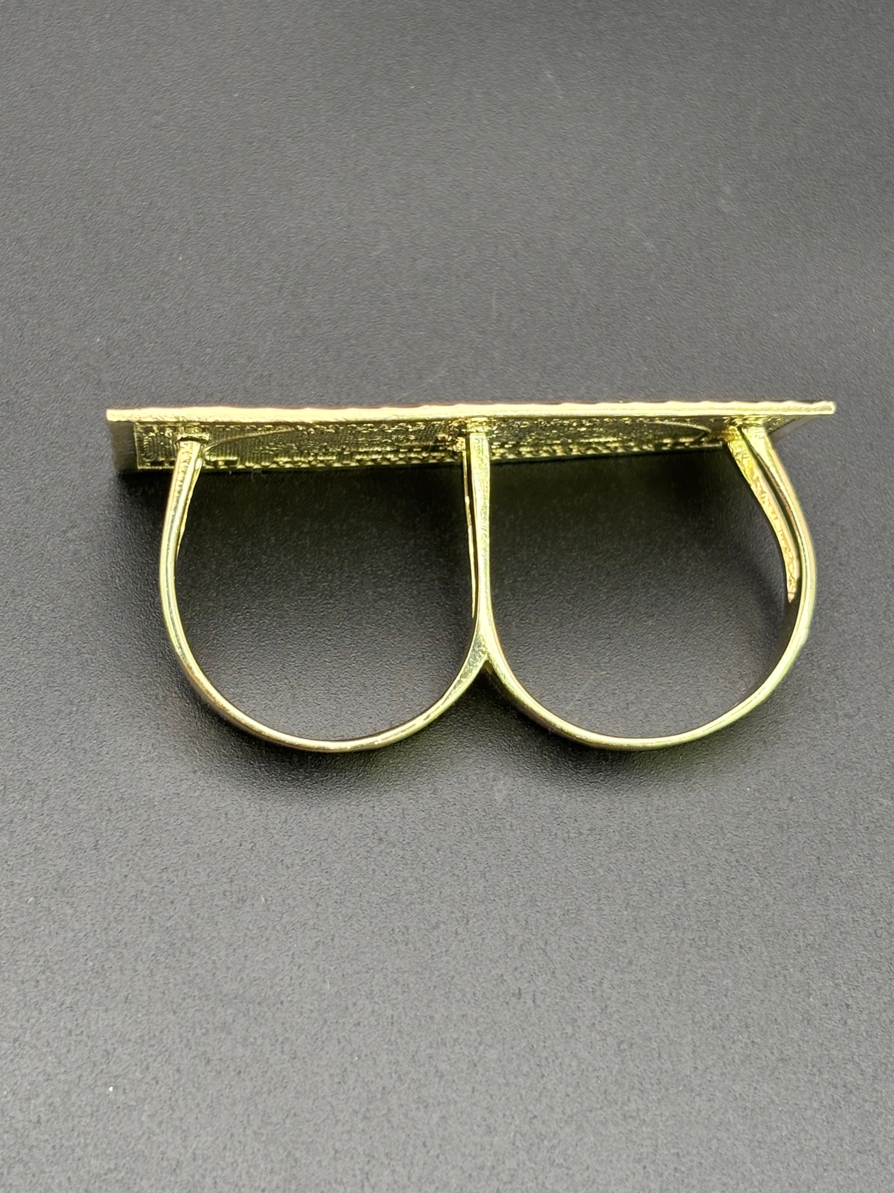 10k Solid Gold Two Finger Ring 100 Dollar Bill Ring Size 10.75 & 11.5