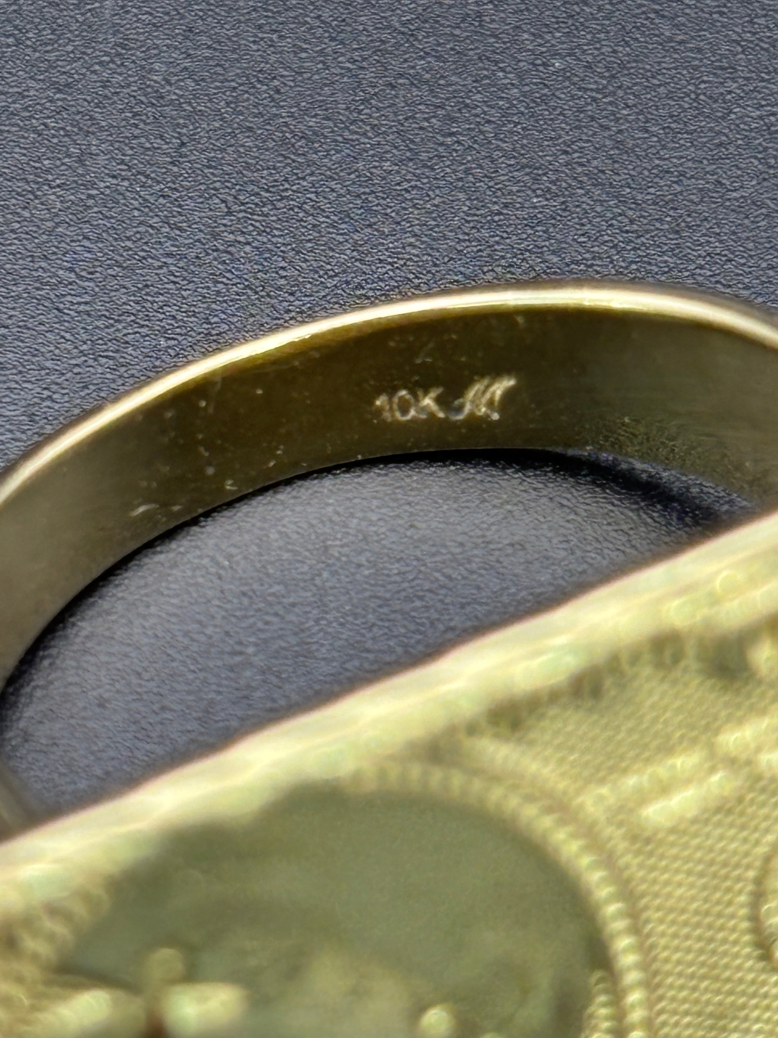 10k Solid Gold Two Finger Ring 100 Dollar Bill Ring Size 10.75 & 11.5