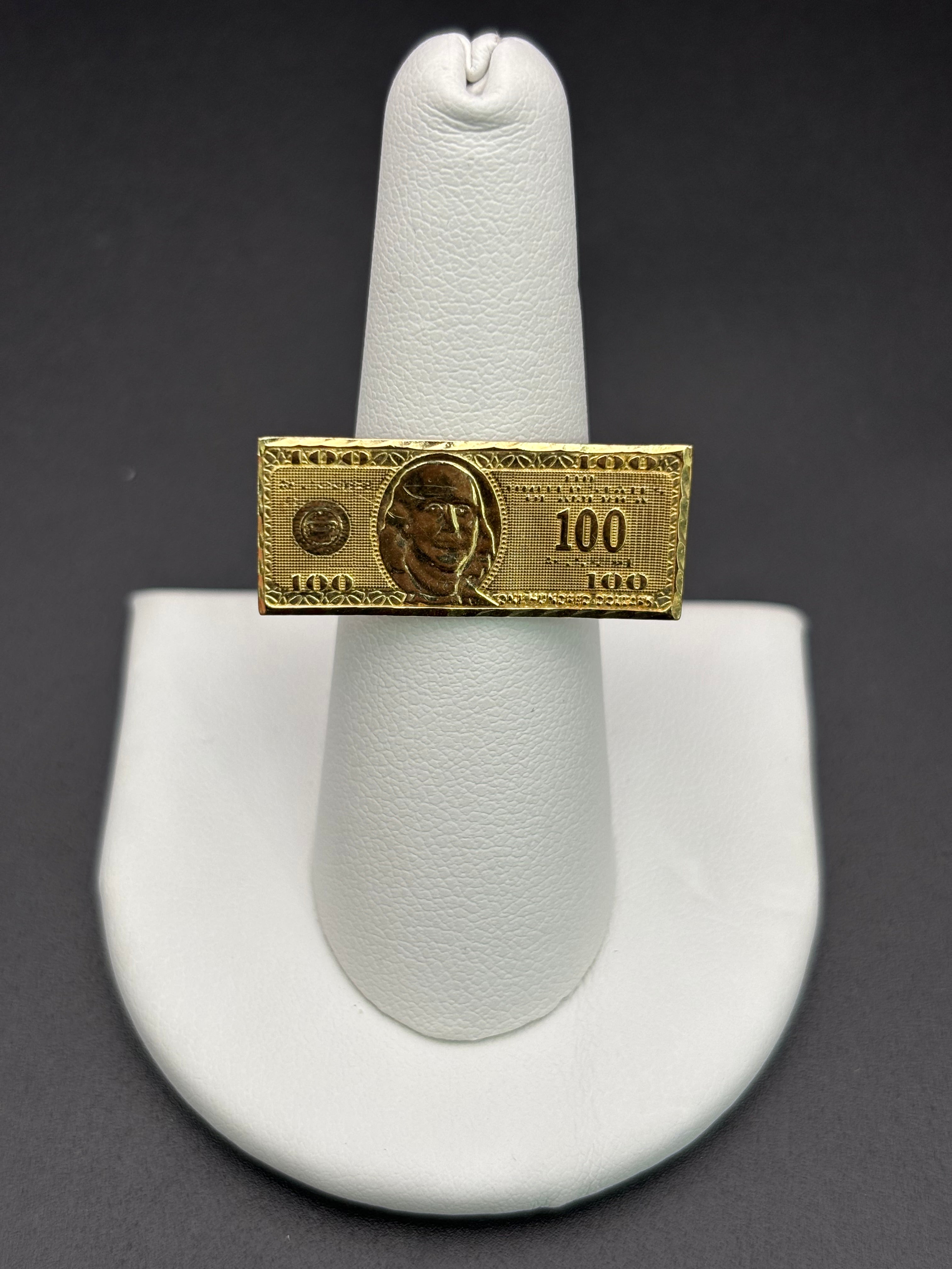 10k Solid Gold Ring 100 Dollar Bill