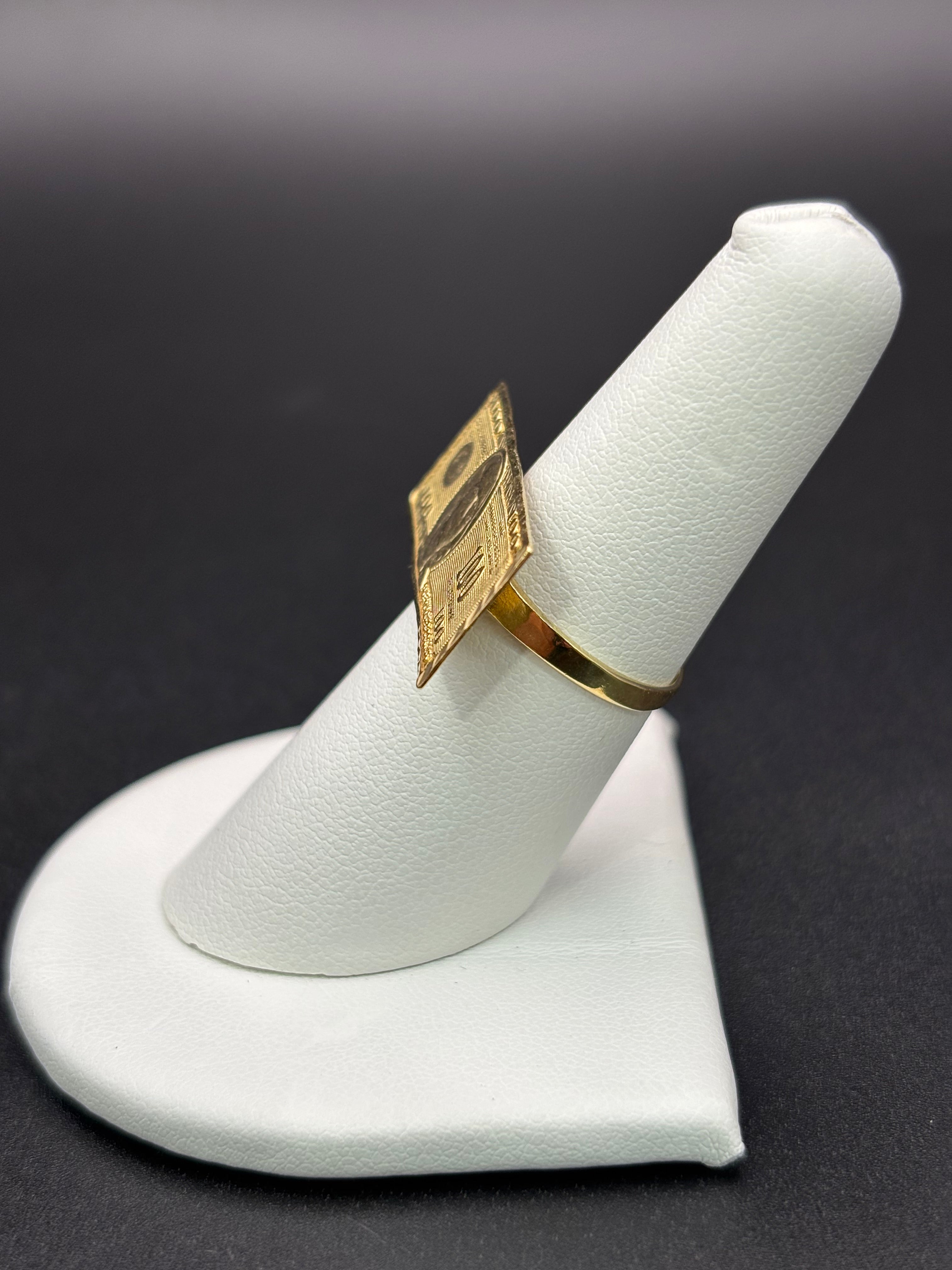 10k Solid Gold Ring 100 Dollar Bill