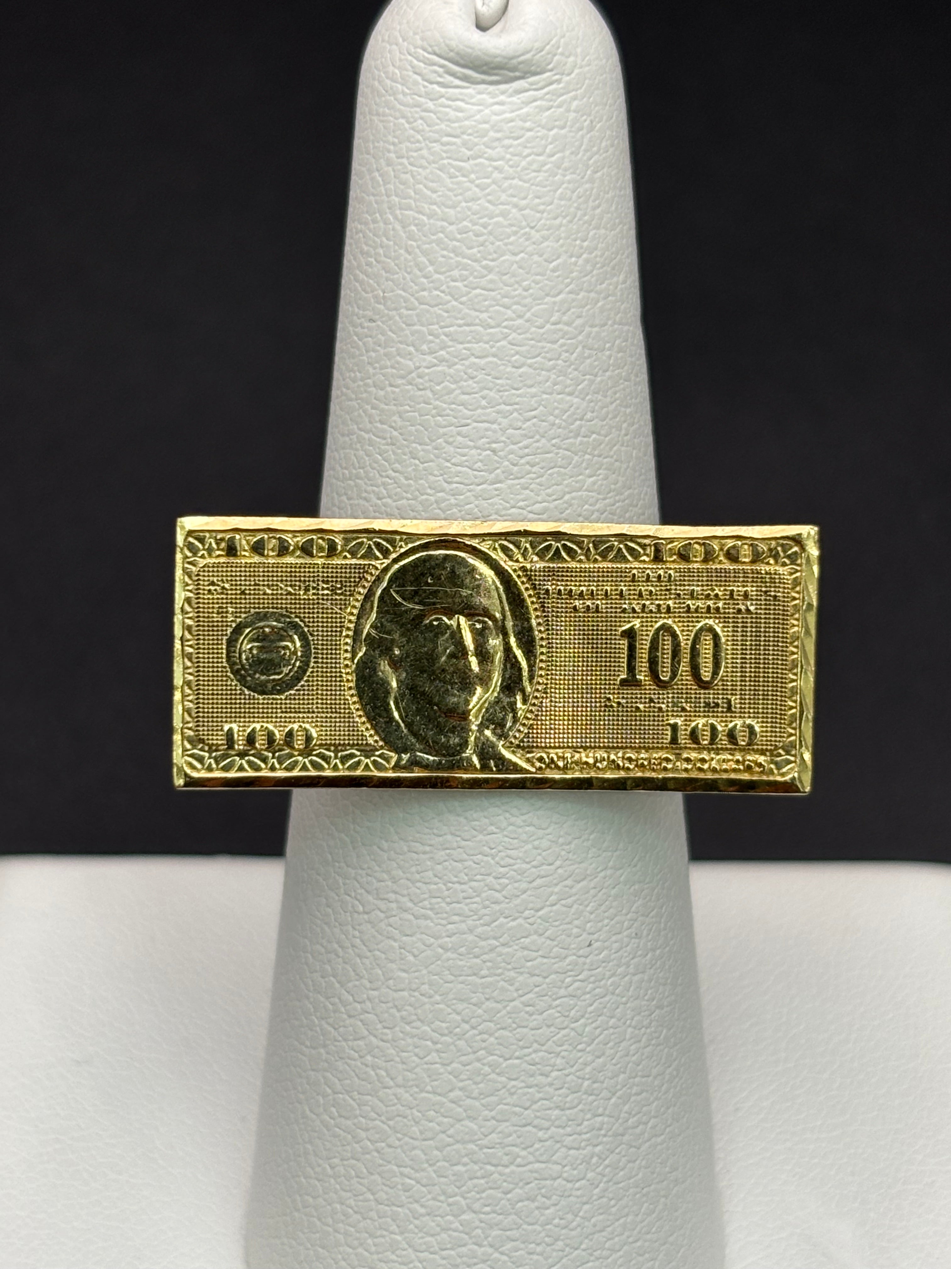 10k Solid Gold Ring 100 Dollar Bill