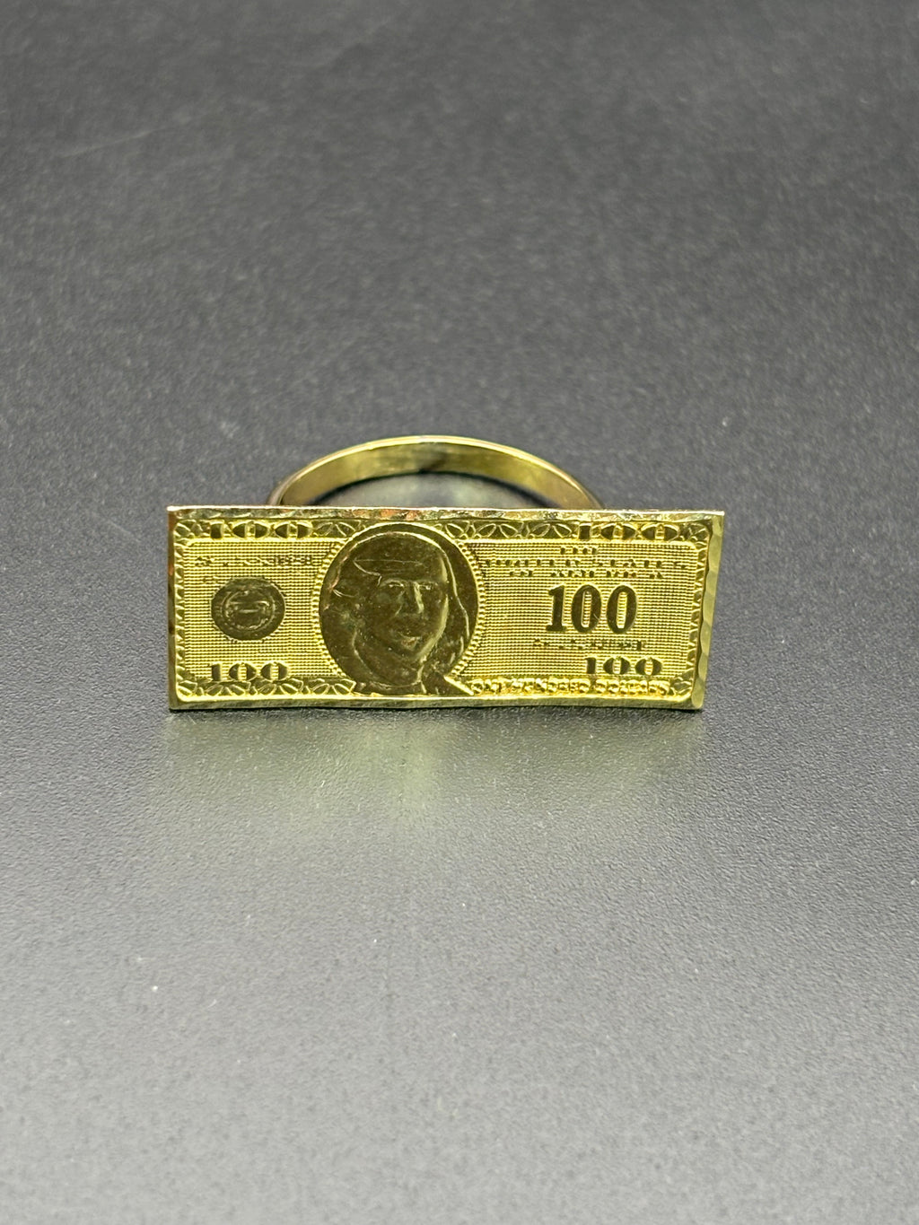 10k Solid Gold Ring 100 Dollar Bill