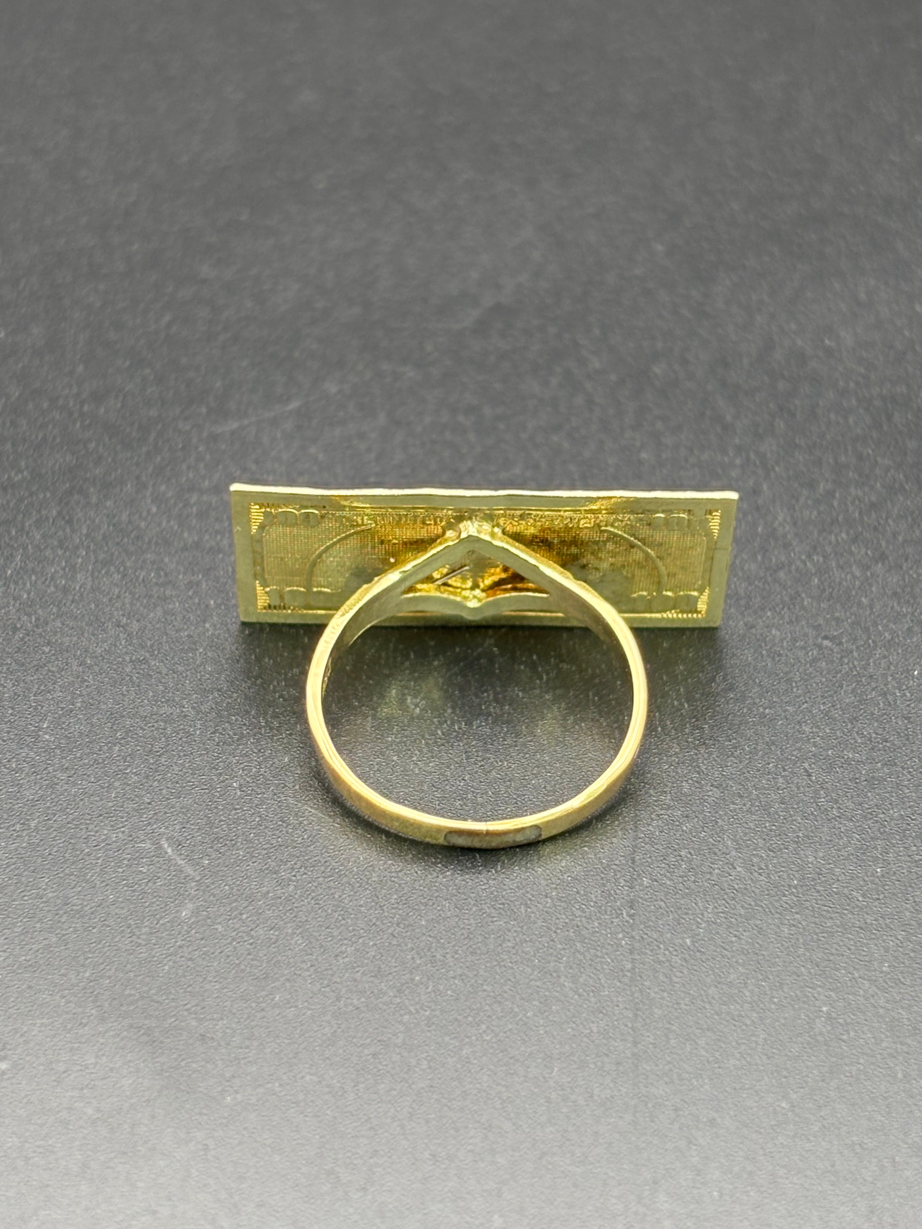 10k Solid Gold Ring 100 Dollar Bill