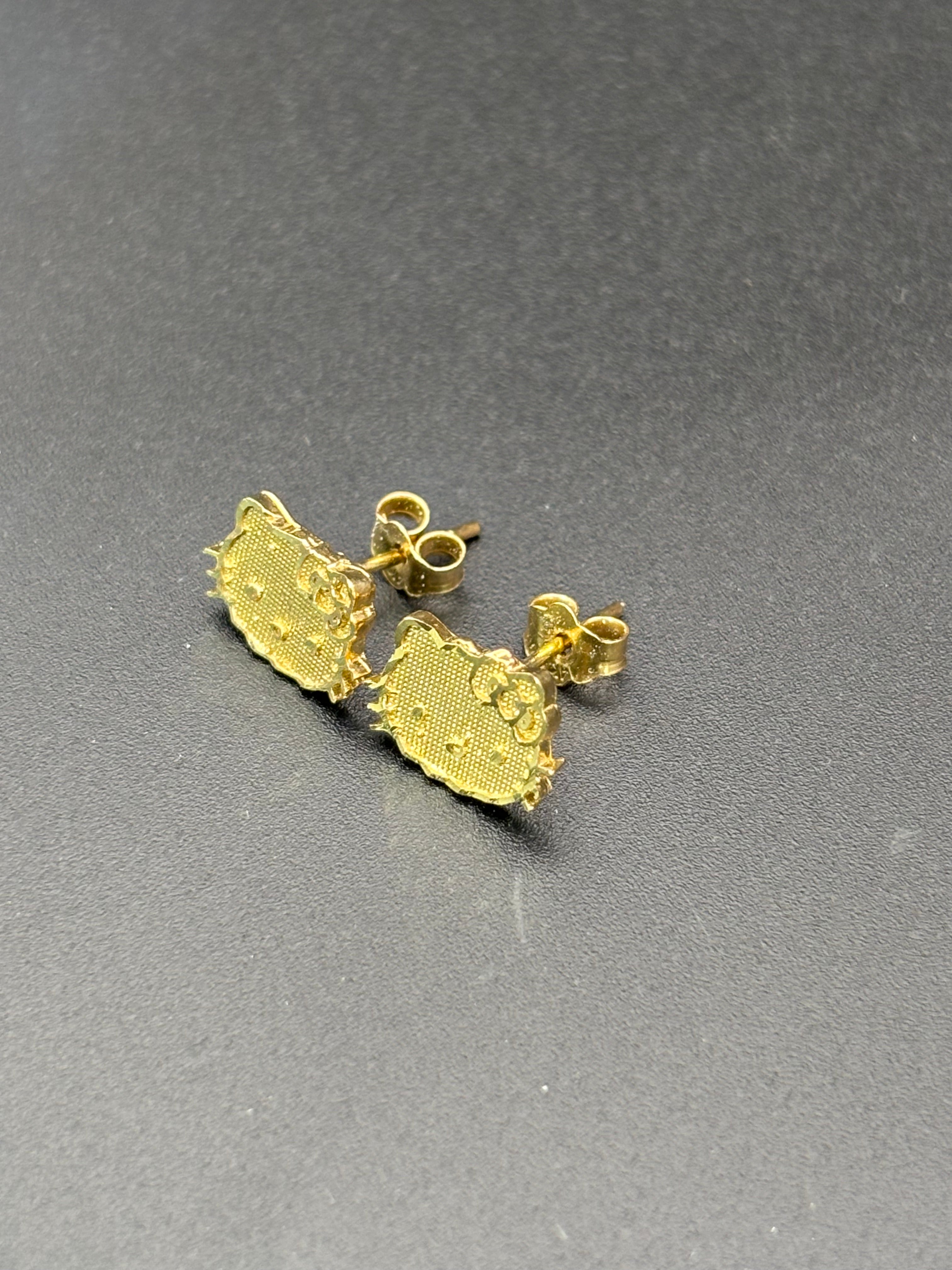 14k Solid Gold Hello Kitty Earrings