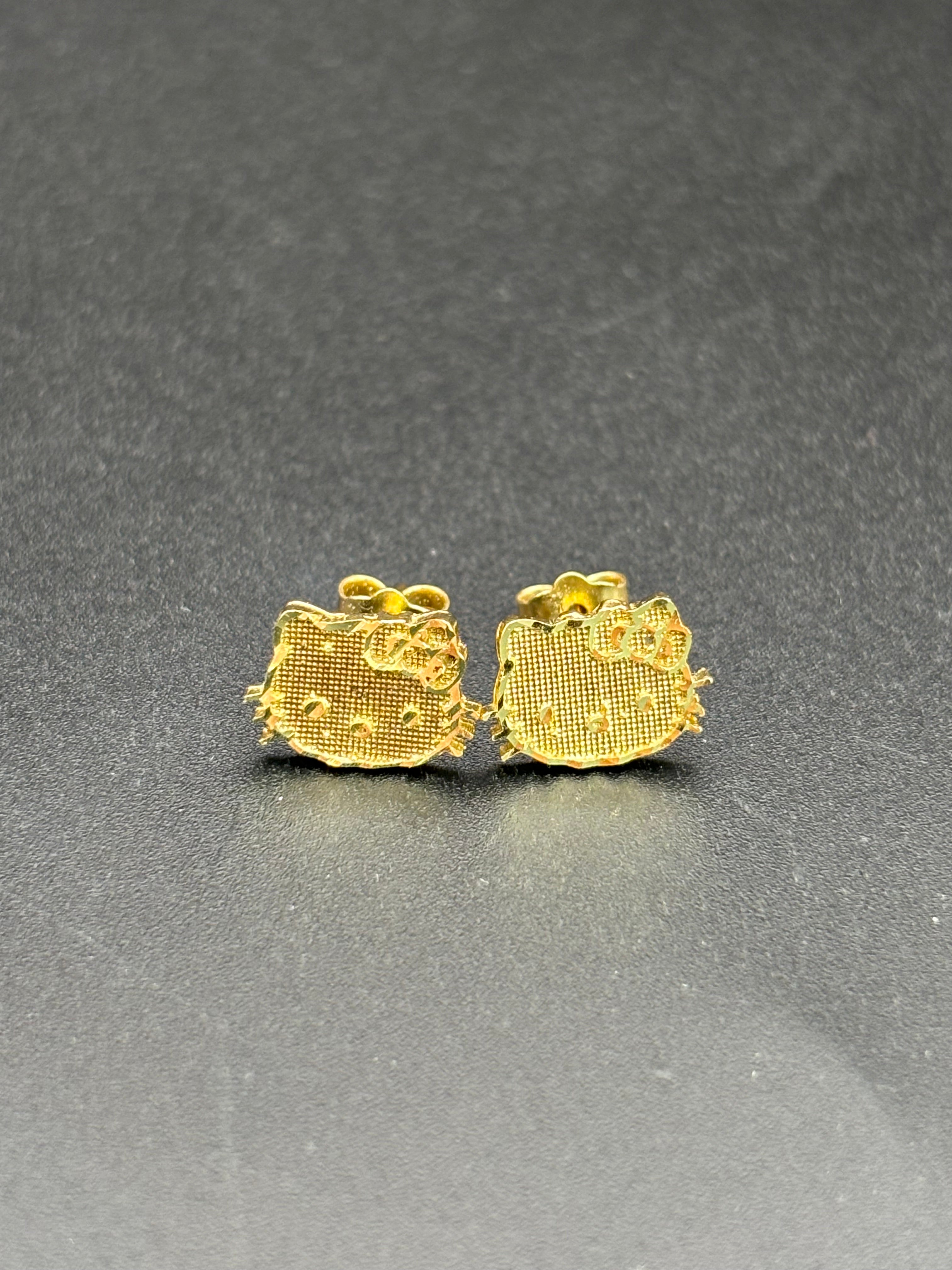 14k Solid Gold Hello Kitty Earrings