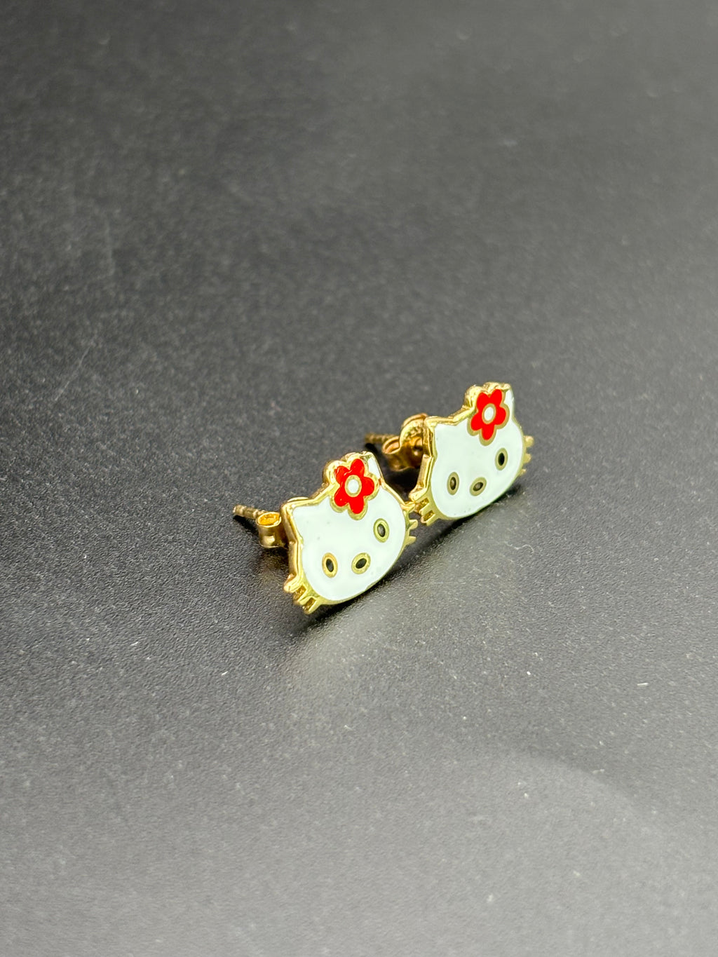 14k Solid Gold Hello Kitty Earrings