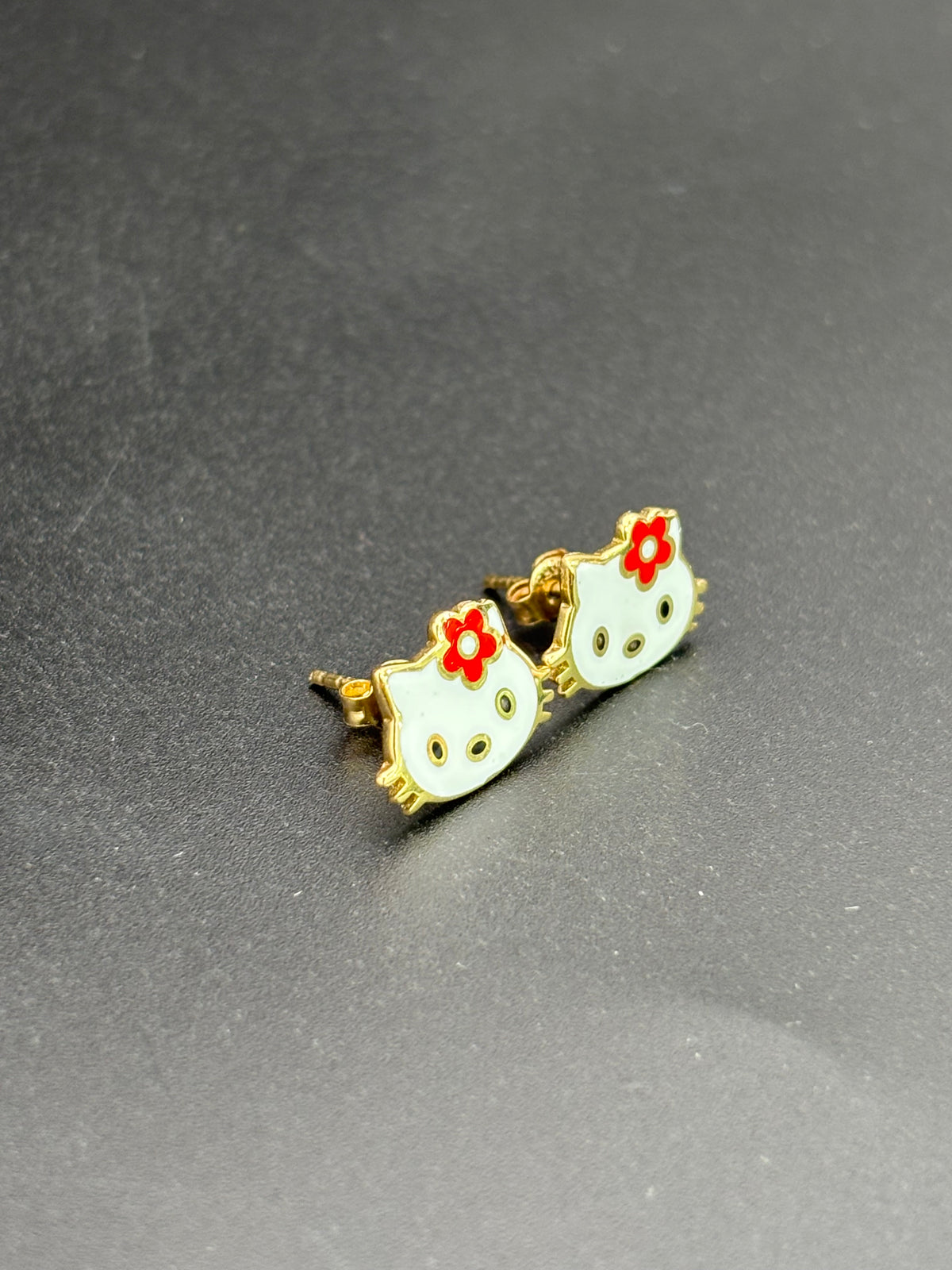 14k Solid Gold Hello Kitty Earrings