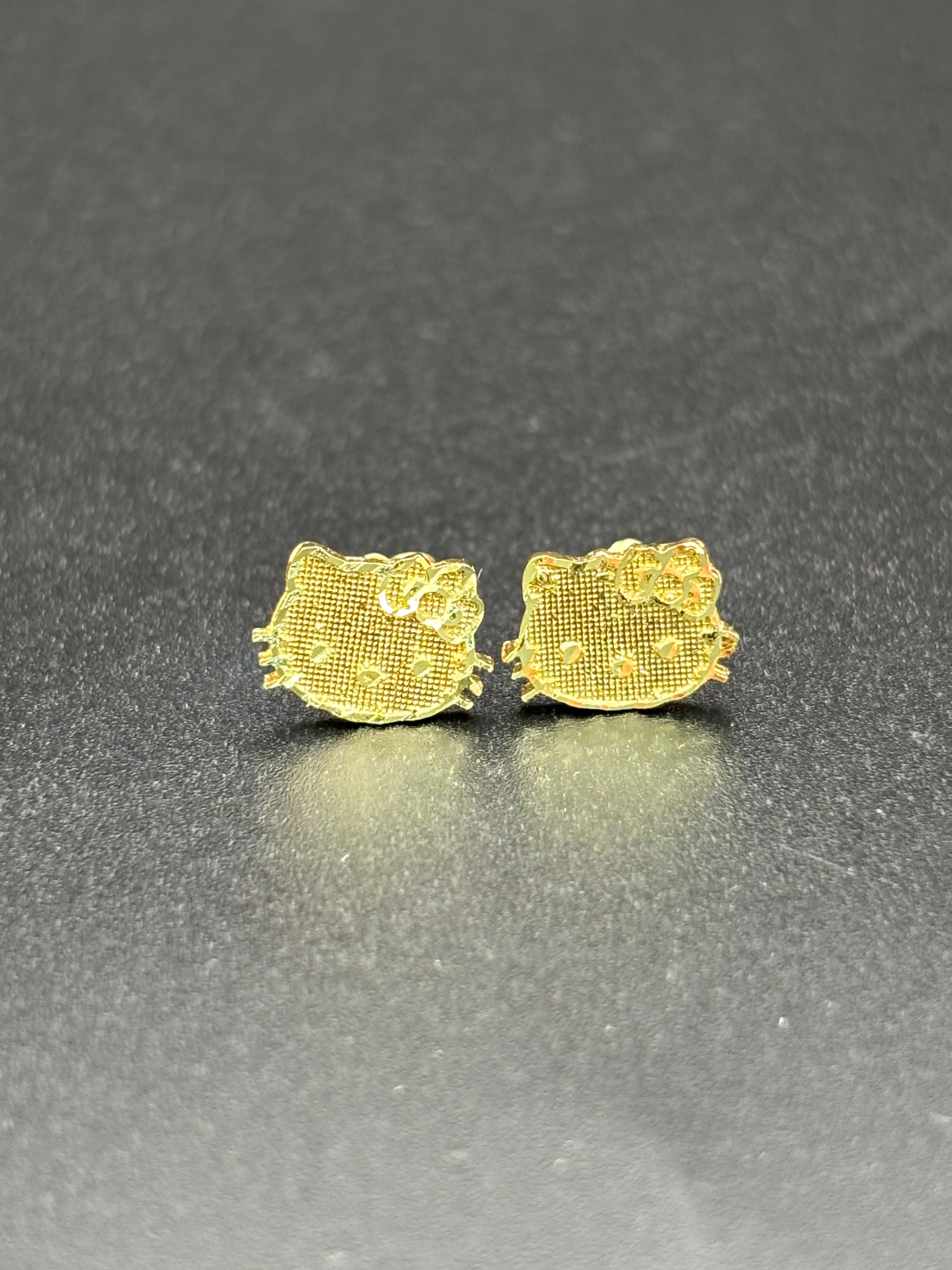 14k Solid Gold Hello Kitty Earrings