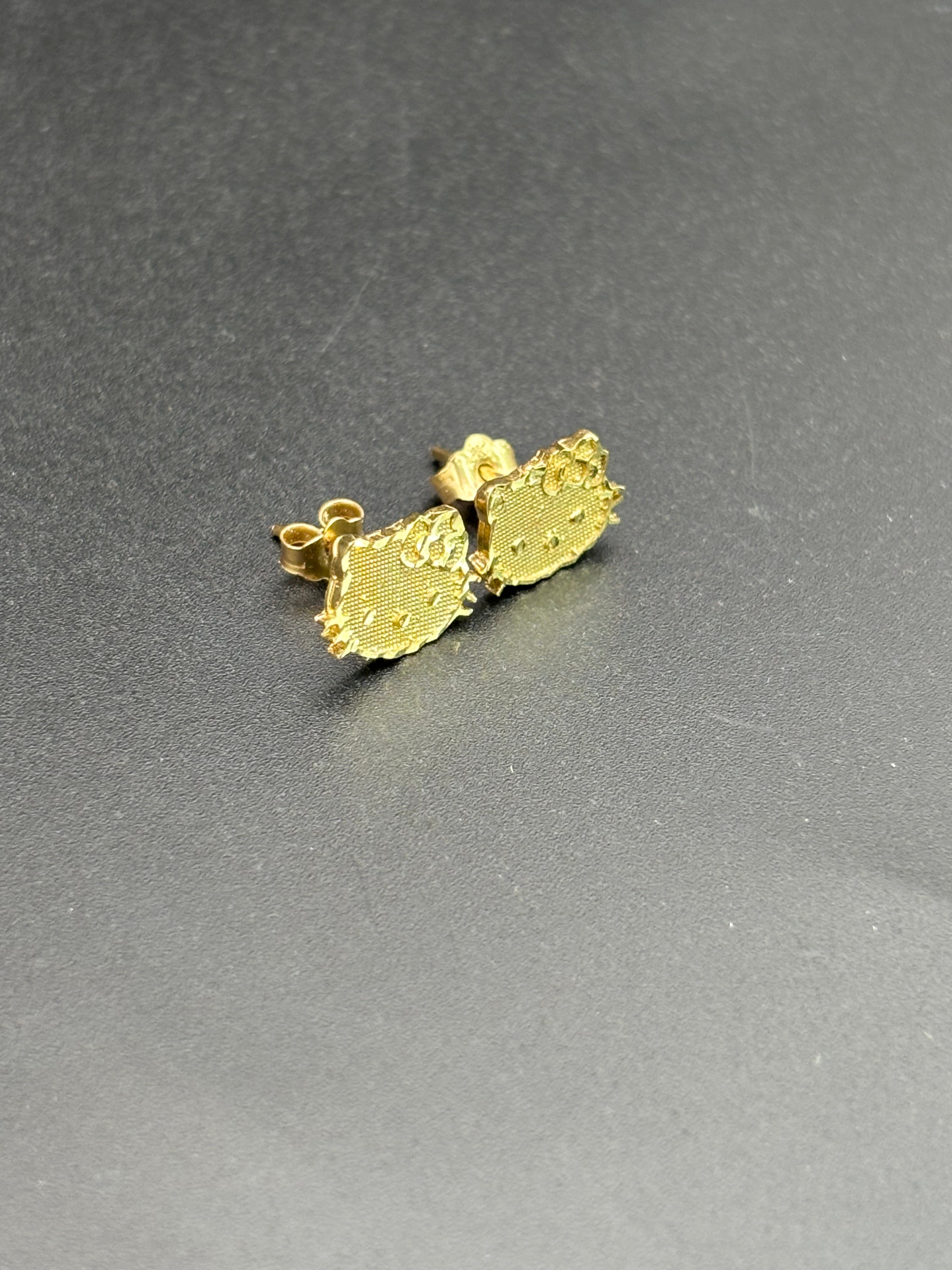 14k Solid Gold Hello Kitty Earrings