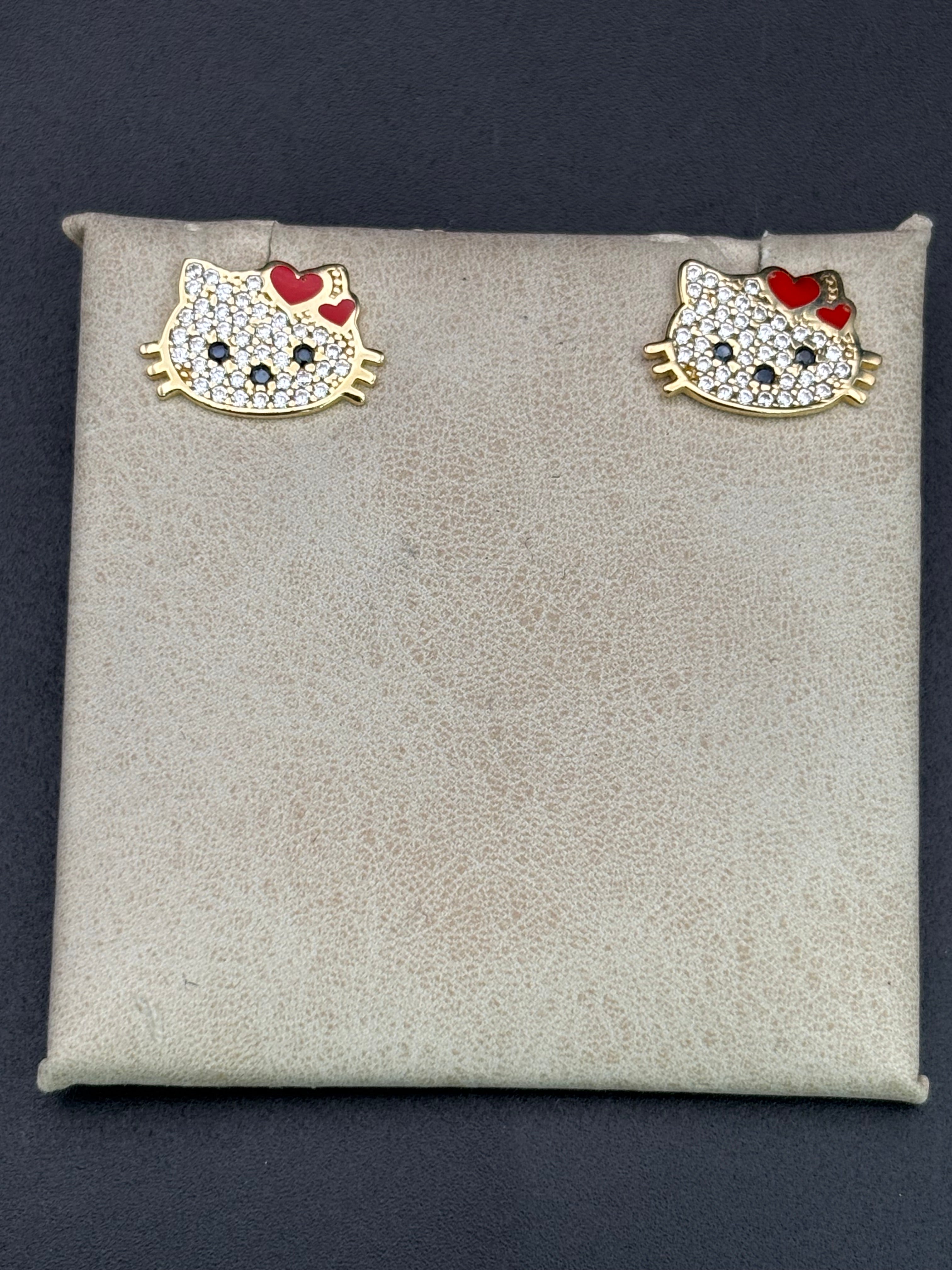 14k Solid Gold Hello Kitty Earrings