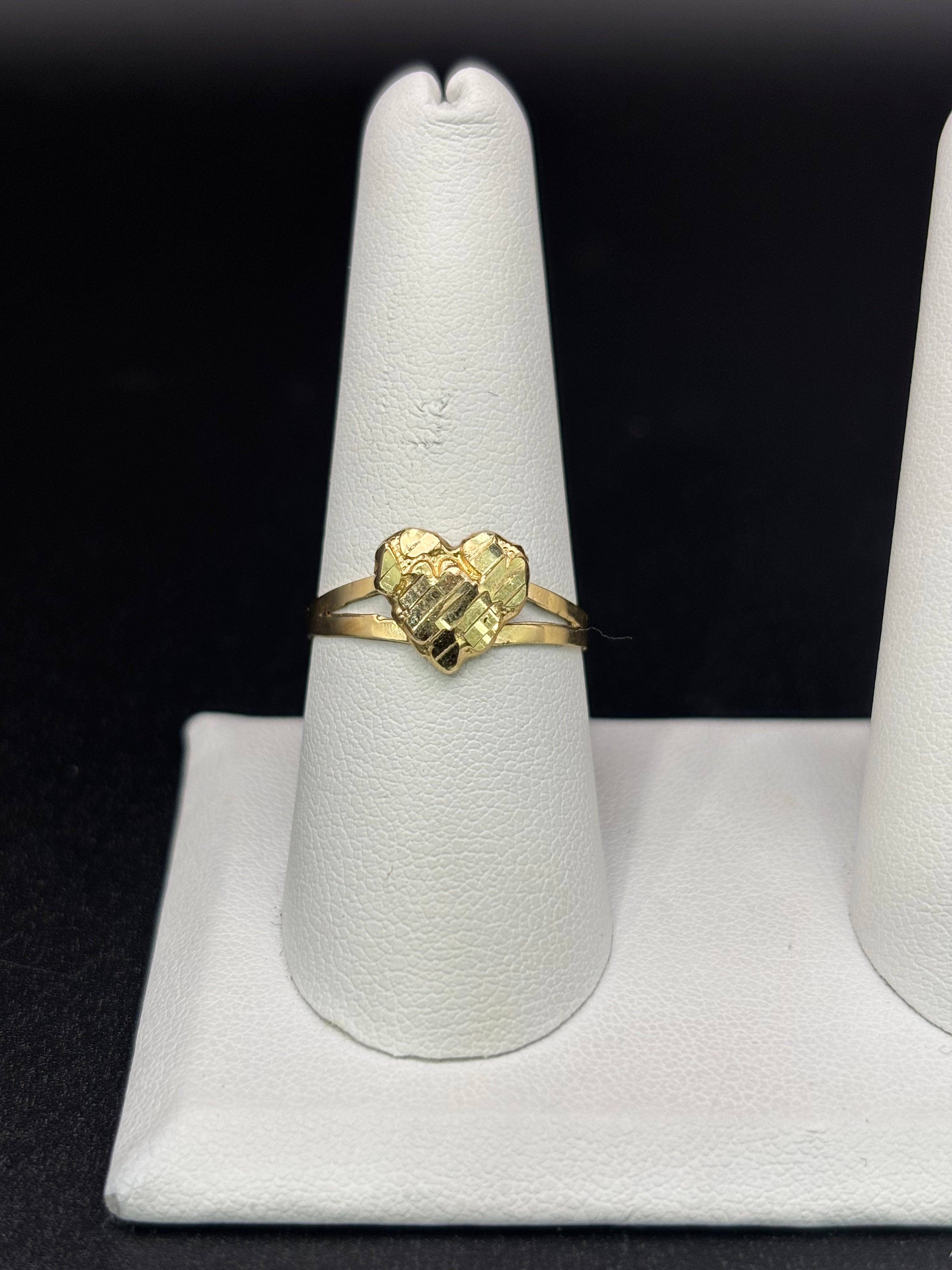 14k Solid Fine Italian Gold Nugget Ring Hearth Shape