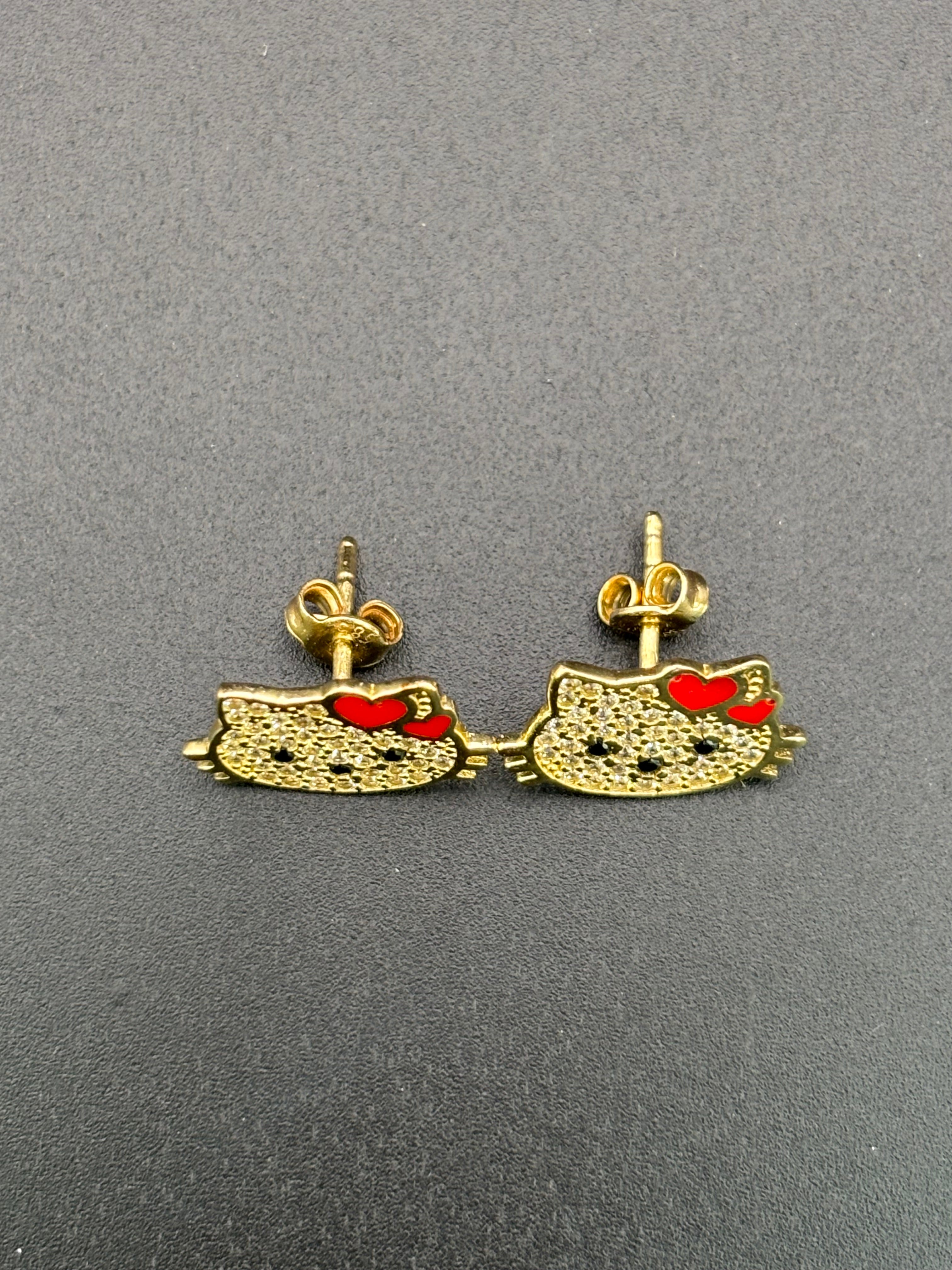 14k Solid Gold Hello Kitty Earrings