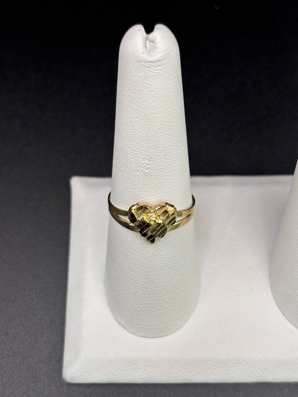 14k Solid Fine Italian Gold Nugget Ring Hearth Shape