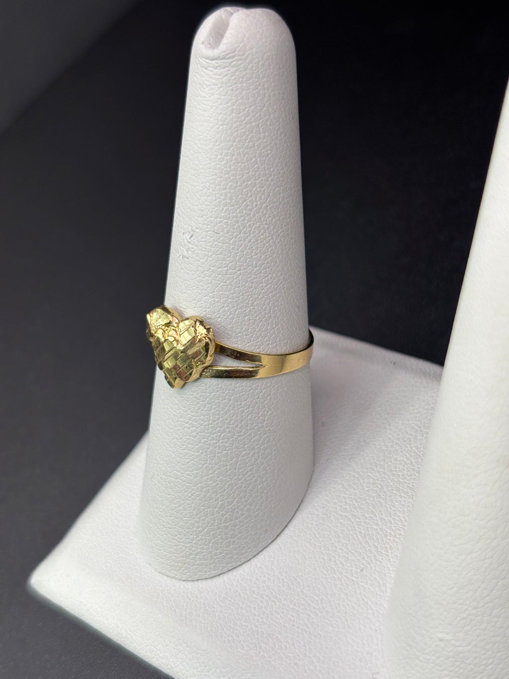 14k Solid Fine Italian Gold Nugget Ring Hearth Shape