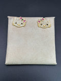 14k Solid Gold Hello Kitty Earrings