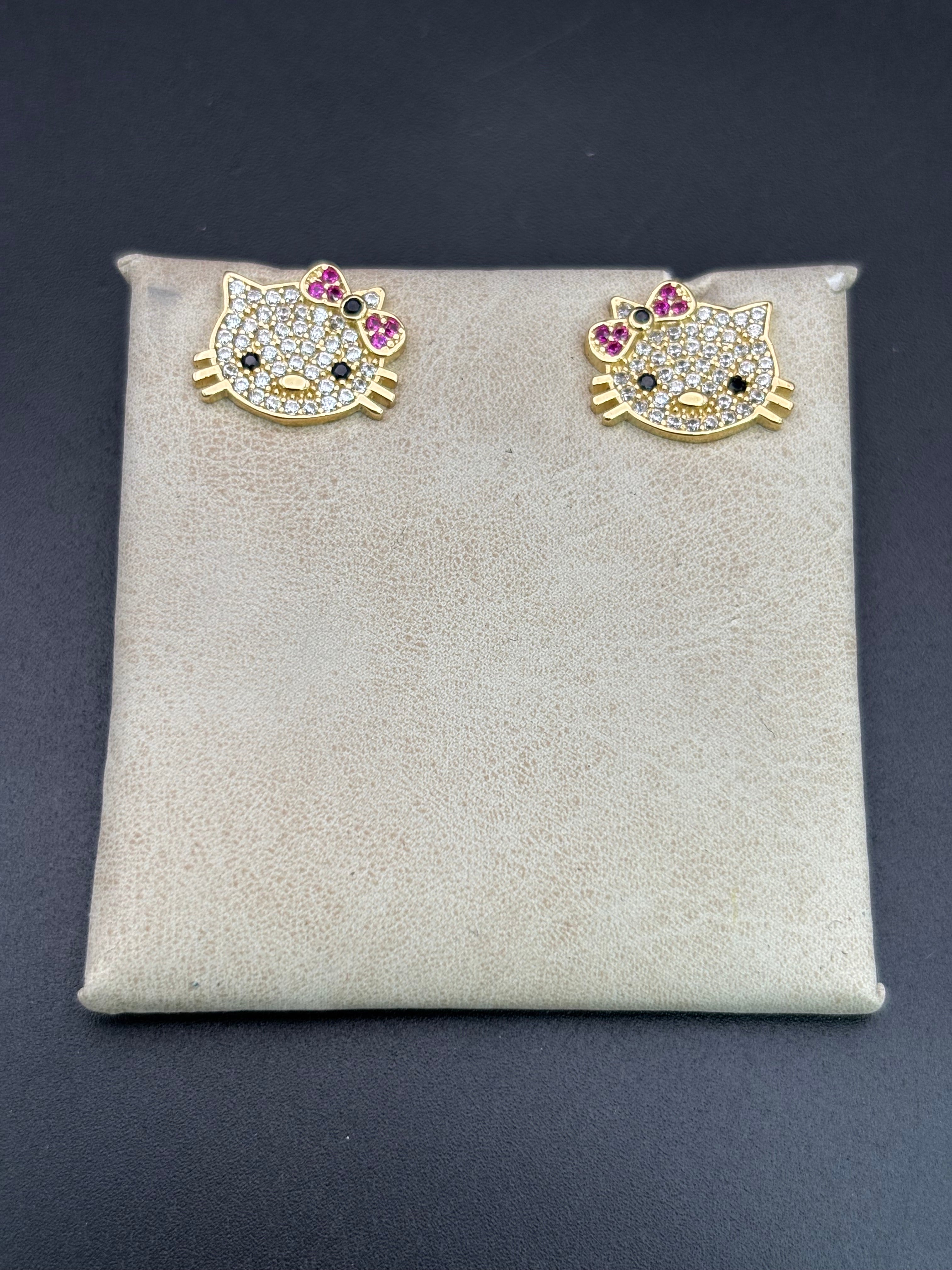 14k Solid Gold Hello Kitty Earrings