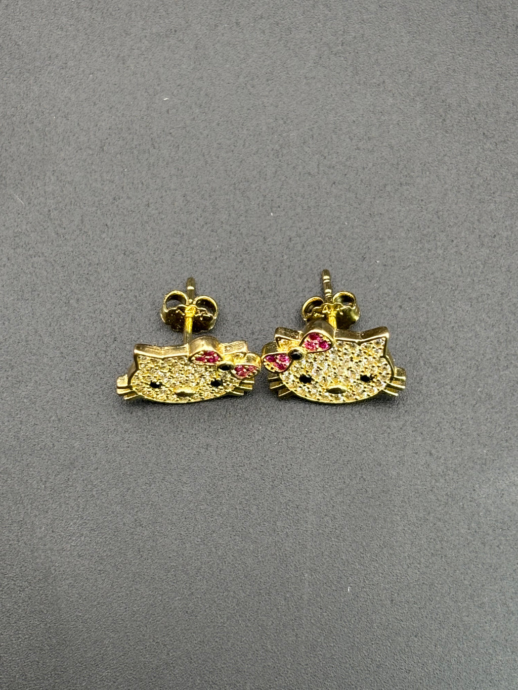 14k Solid Gold Hello Kitty Earrings
