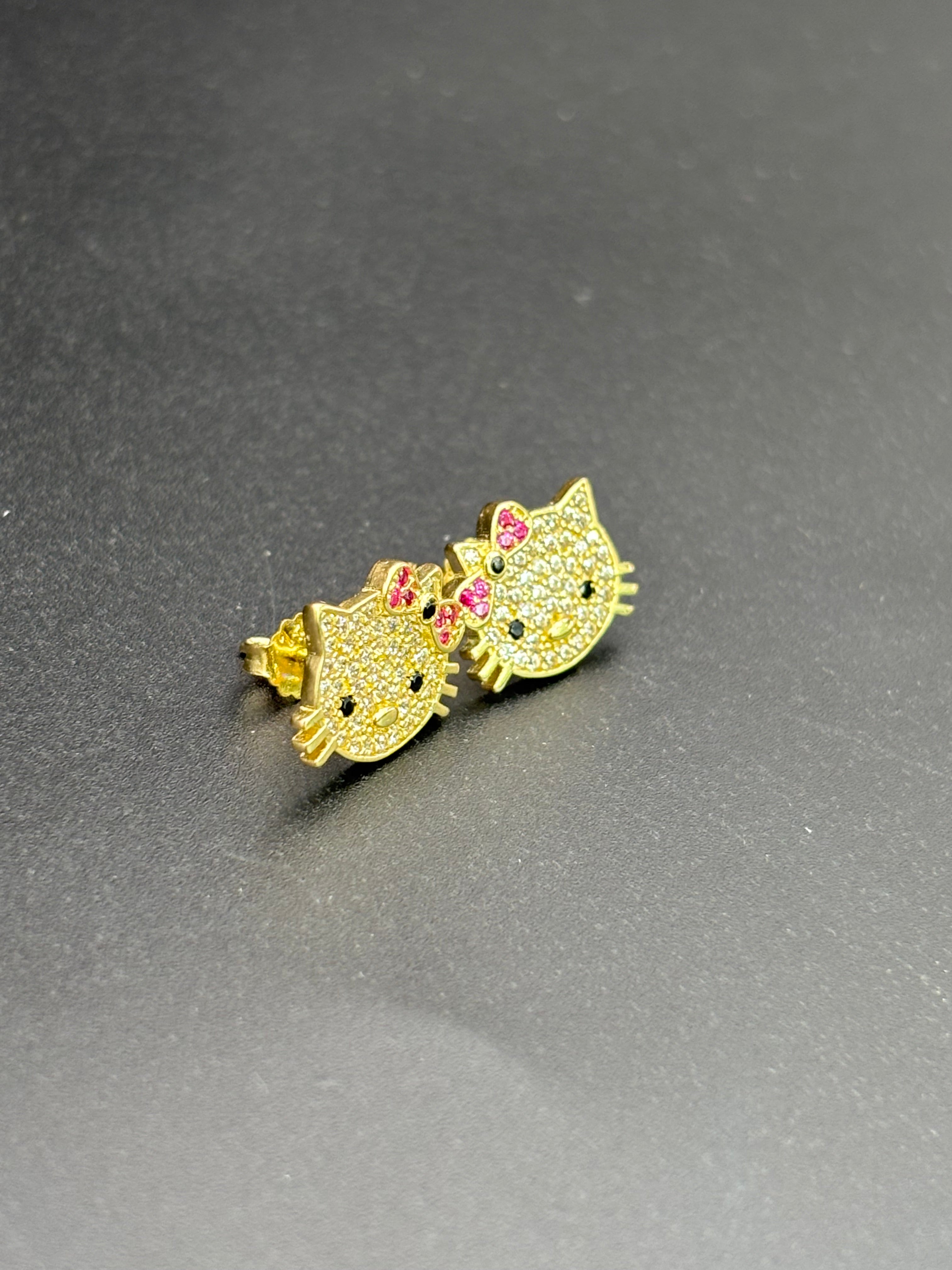 14k Solid Gold Hello Kitty Earrings
