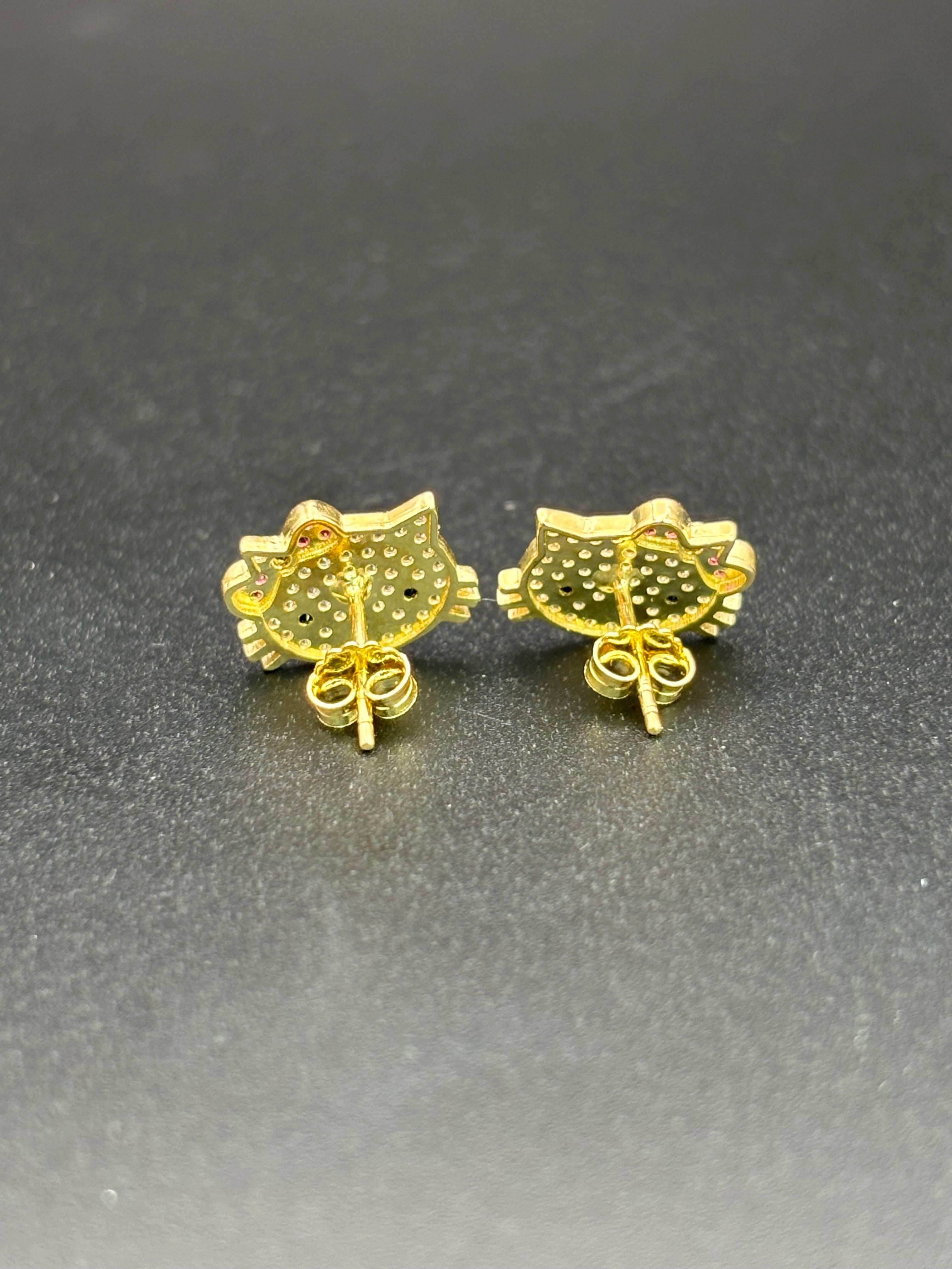 14k Solid Gold Hello Kitty Earrings