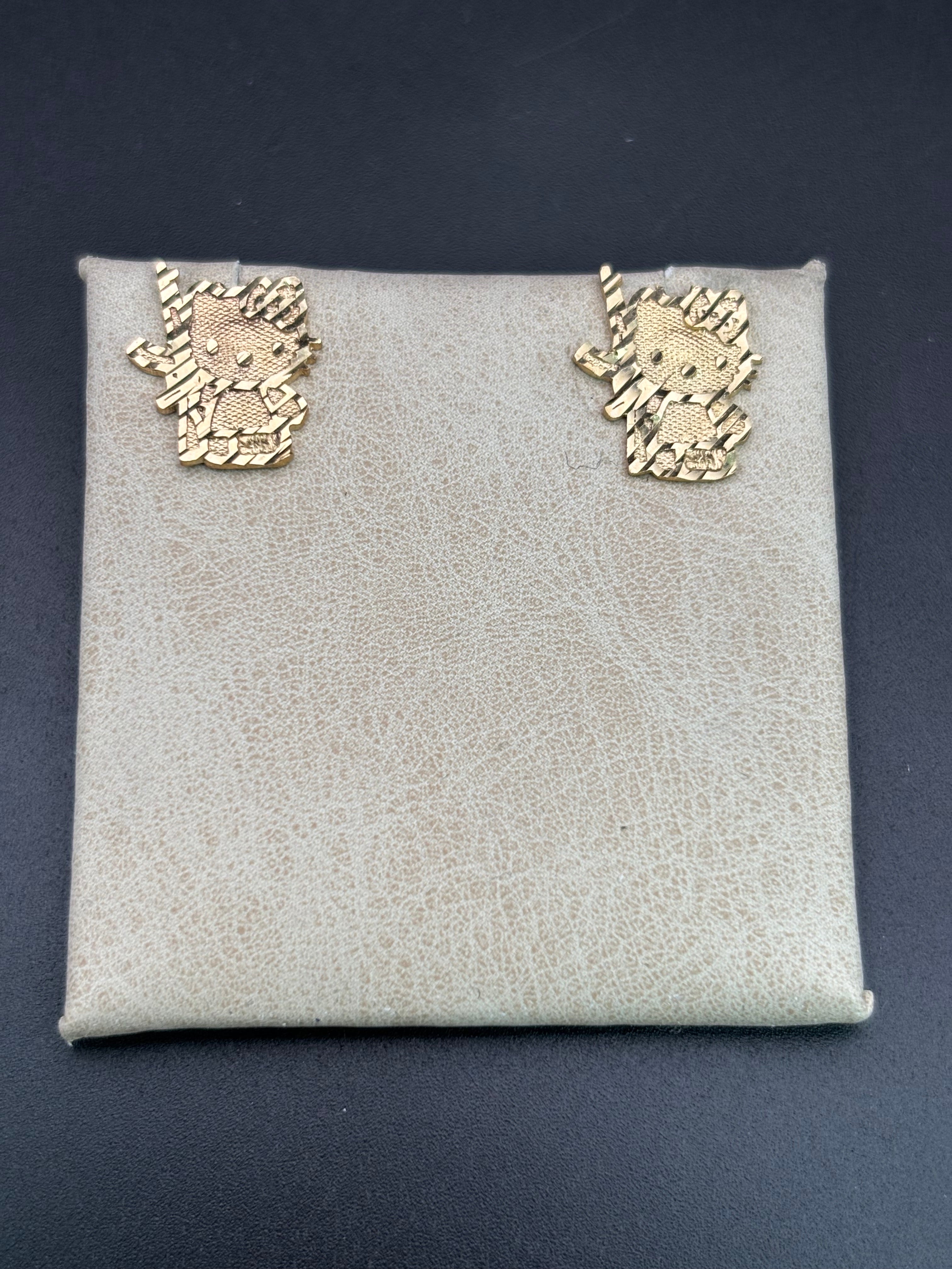 14k Solid Gold Hello Kitty Earrings