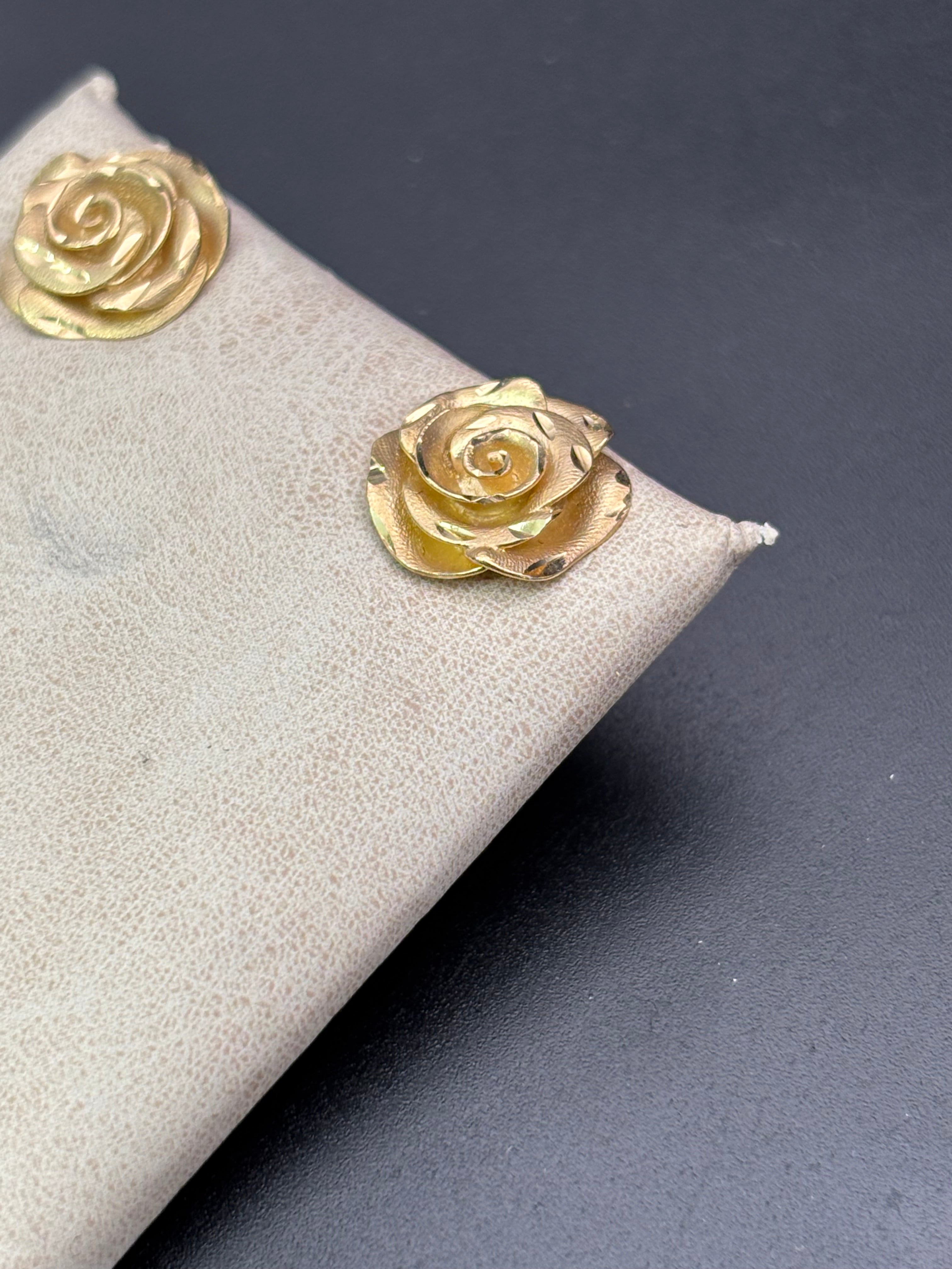 14k Solid Gold Earrings Rose