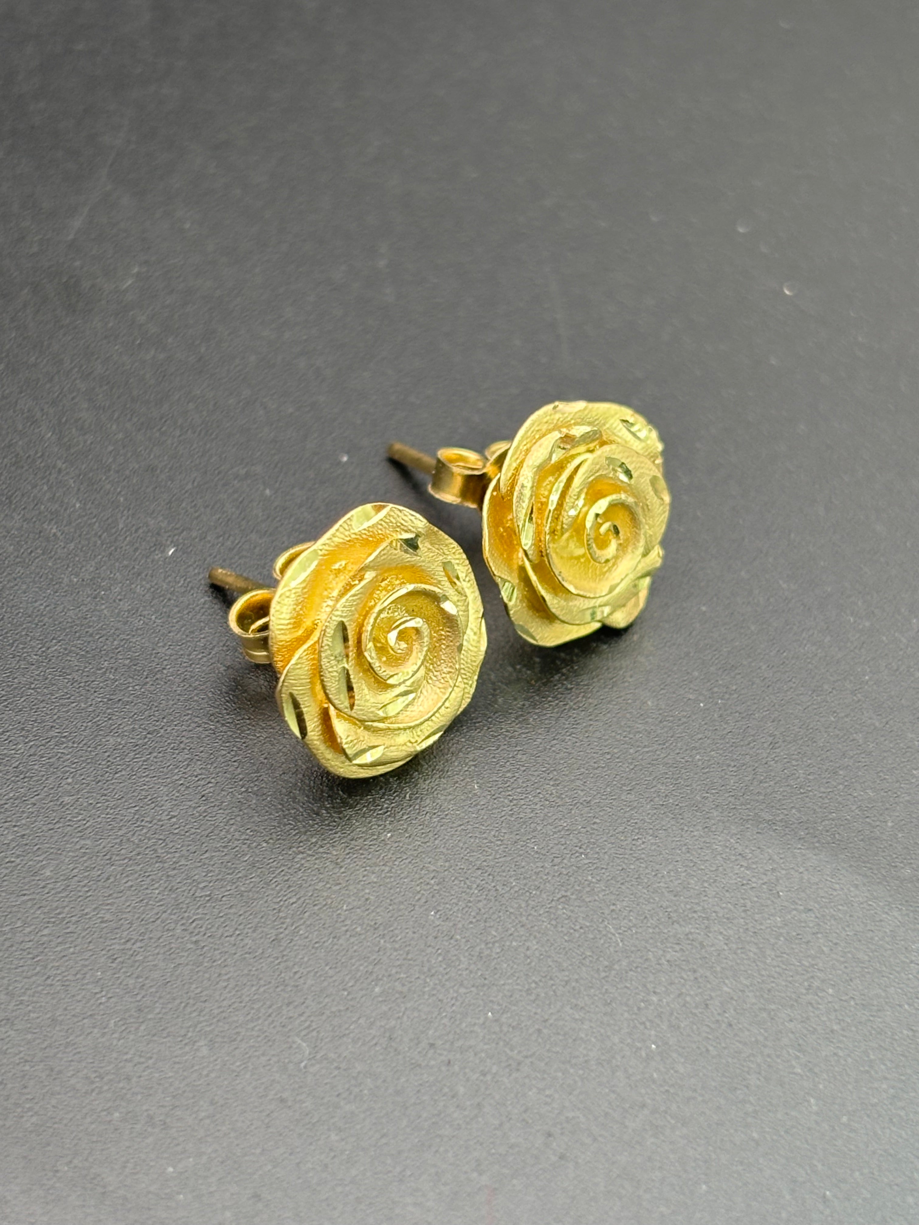 14k Solid Gold Earrings Rose