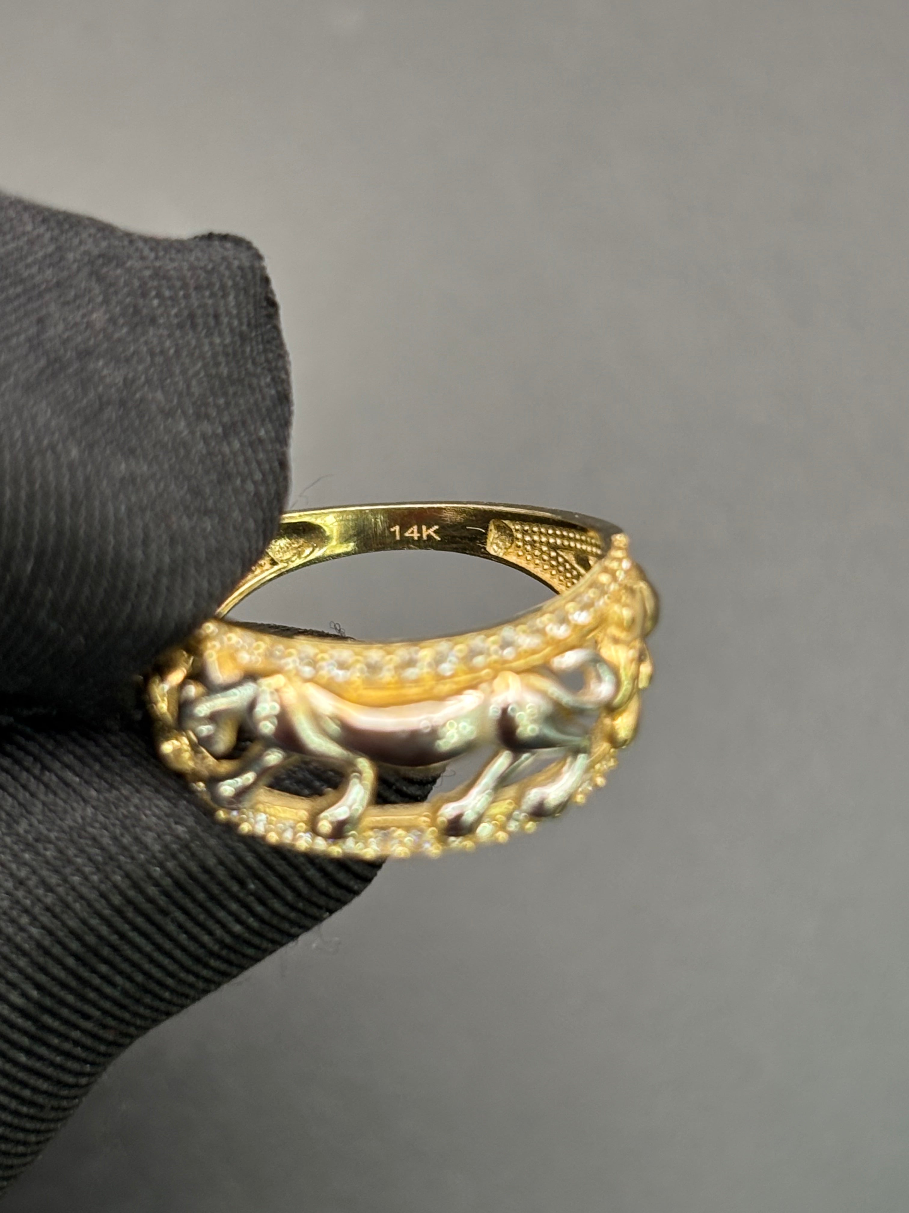 14k Solid Gold Ring 3 Panthers