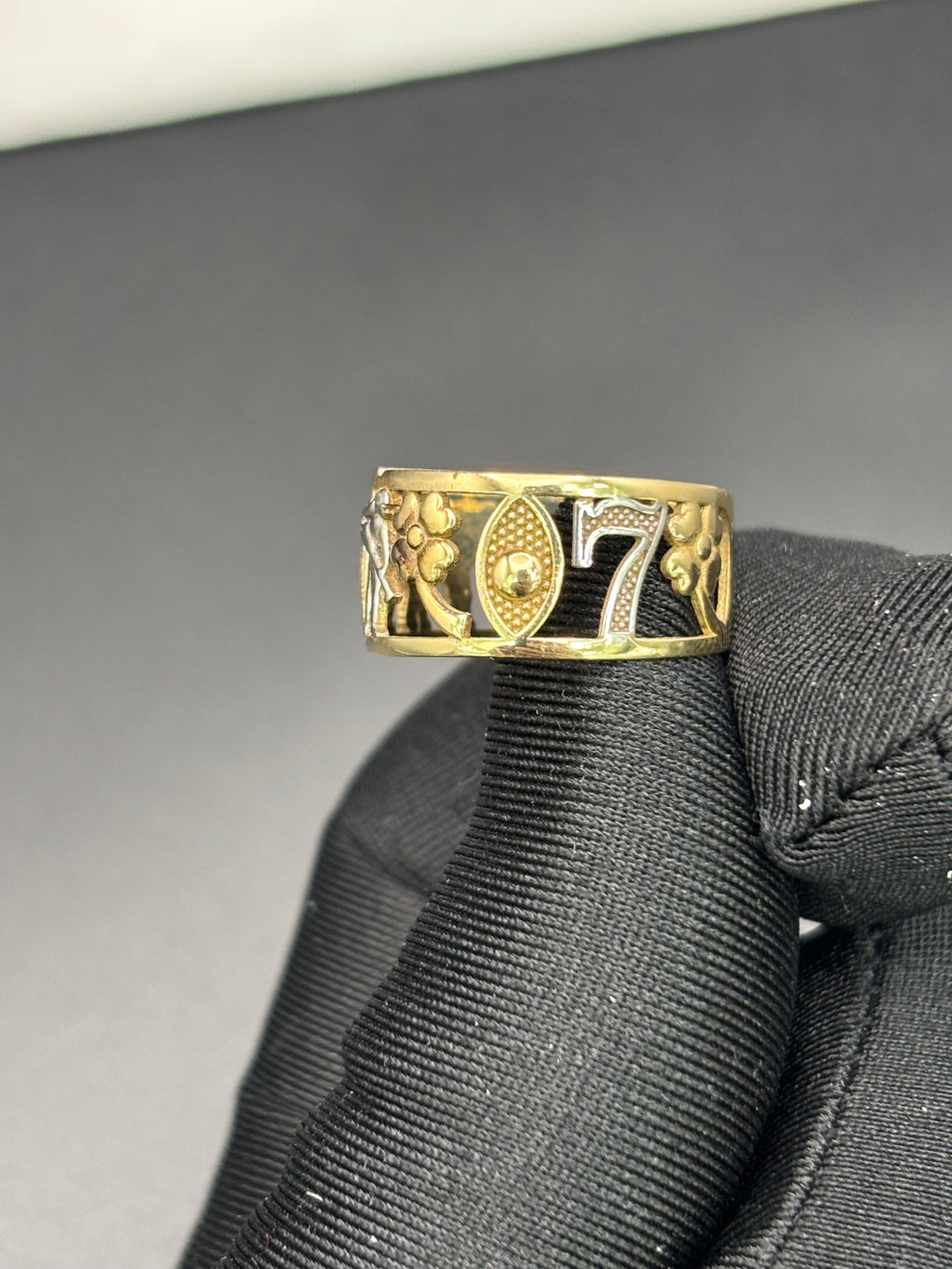 14k Solid Gold Ring Owl Elephant Seven Clover Good Luck