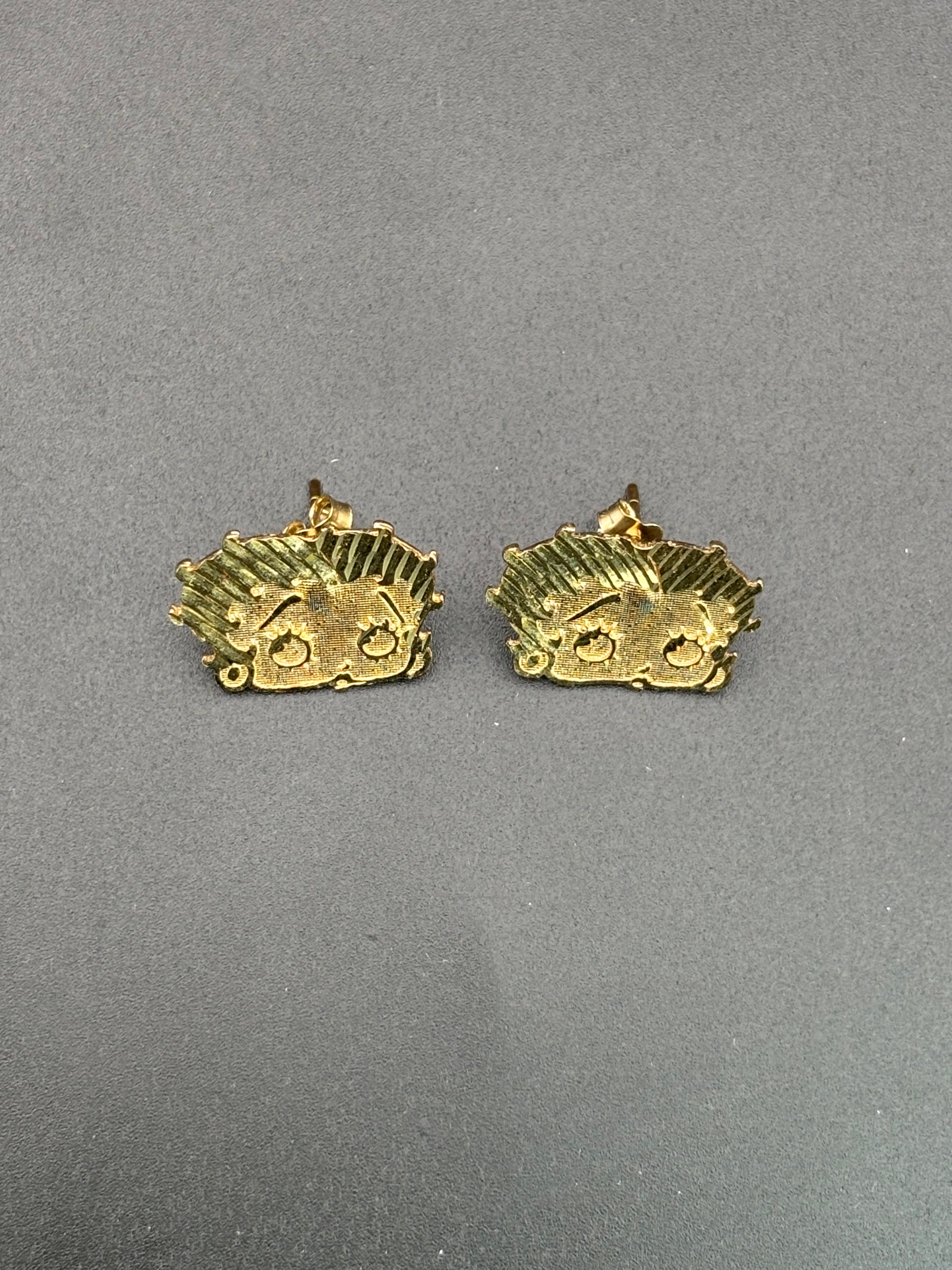 14k Solid Gold Earrings Betty Boop