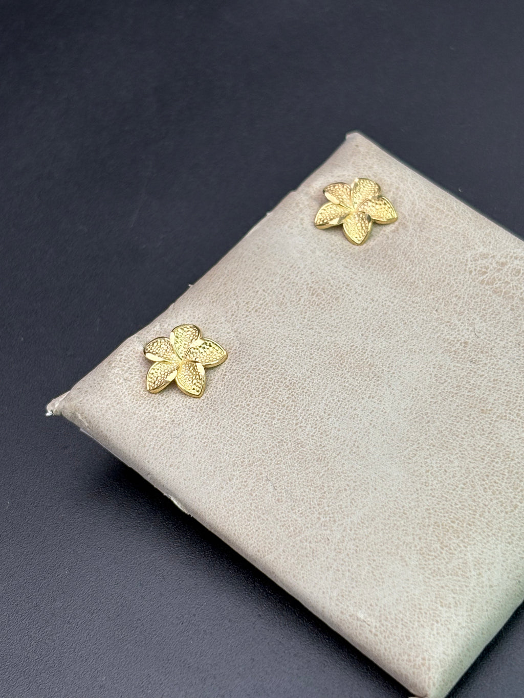 10k Solid Gold Earrings Plumeria Flower