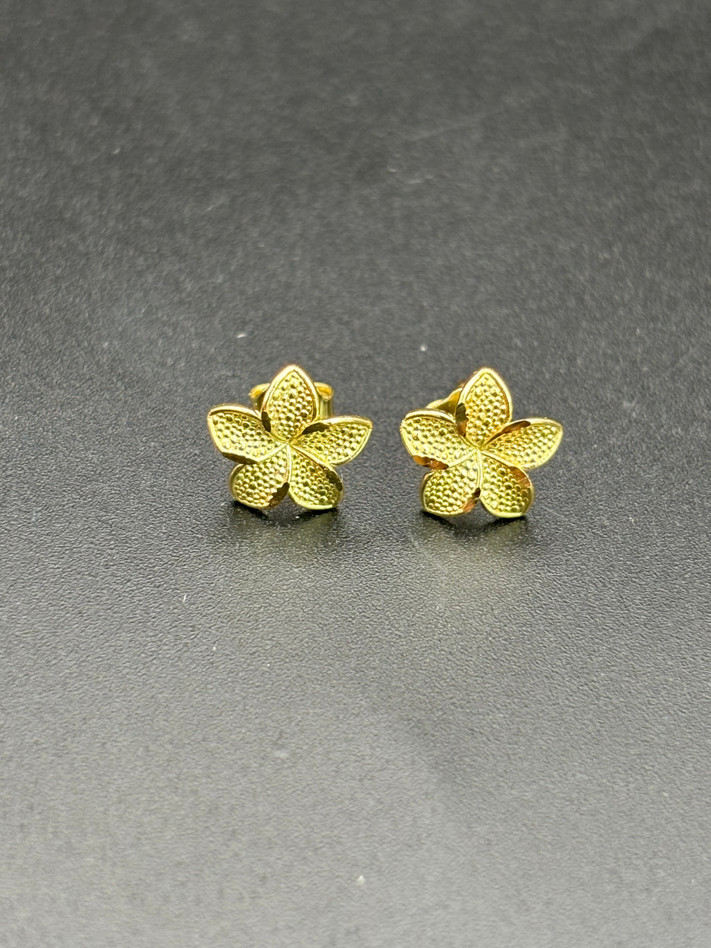 10k Solid Gold Earrings Plumeria Flower