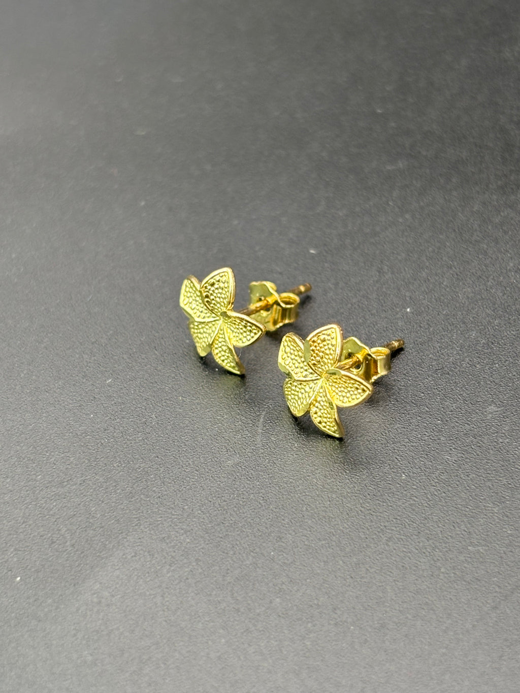10k Solid Gold Earrings Plumeria Flower