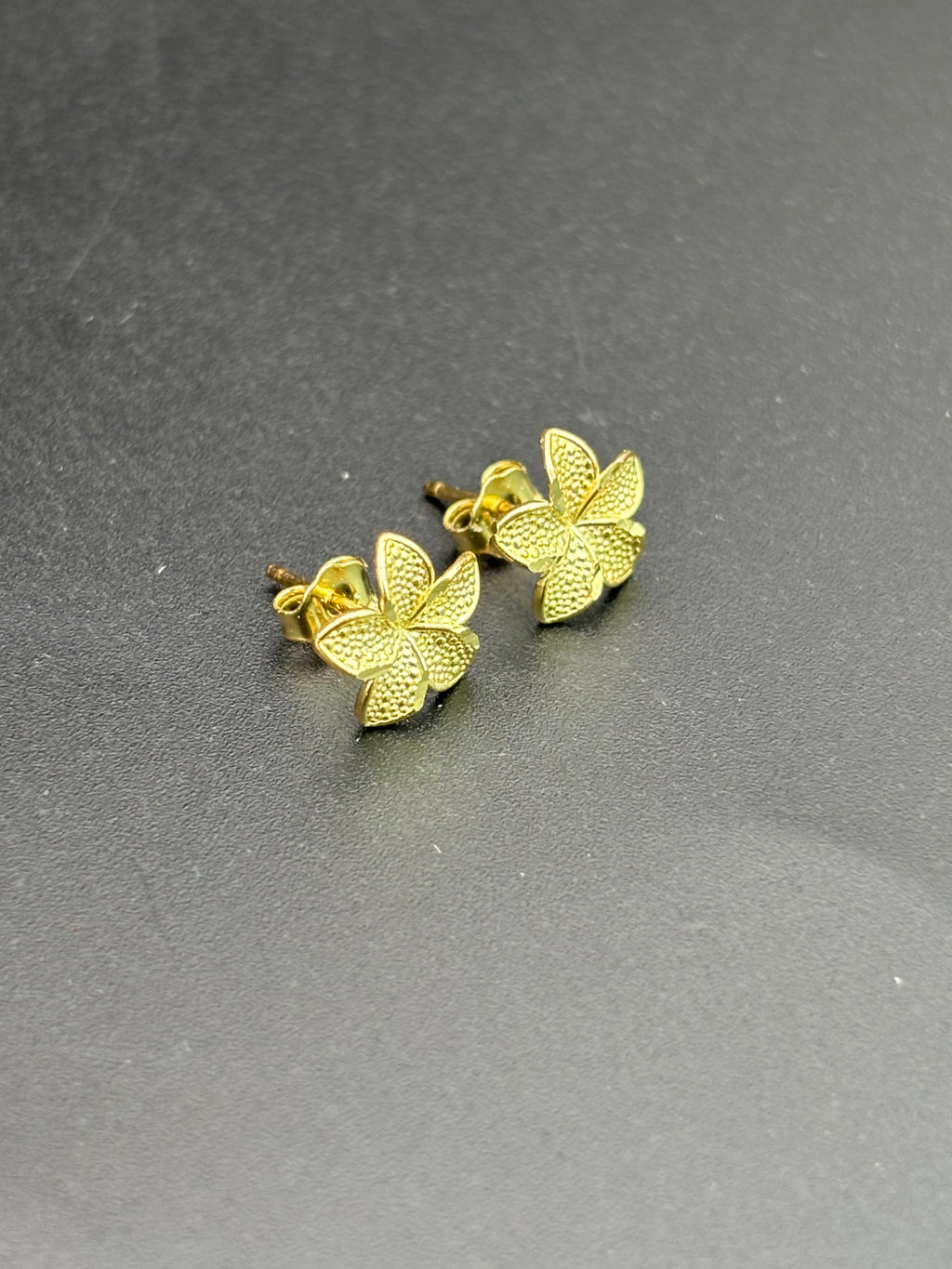 10k Solid Gold Earrings Plumeria Flower