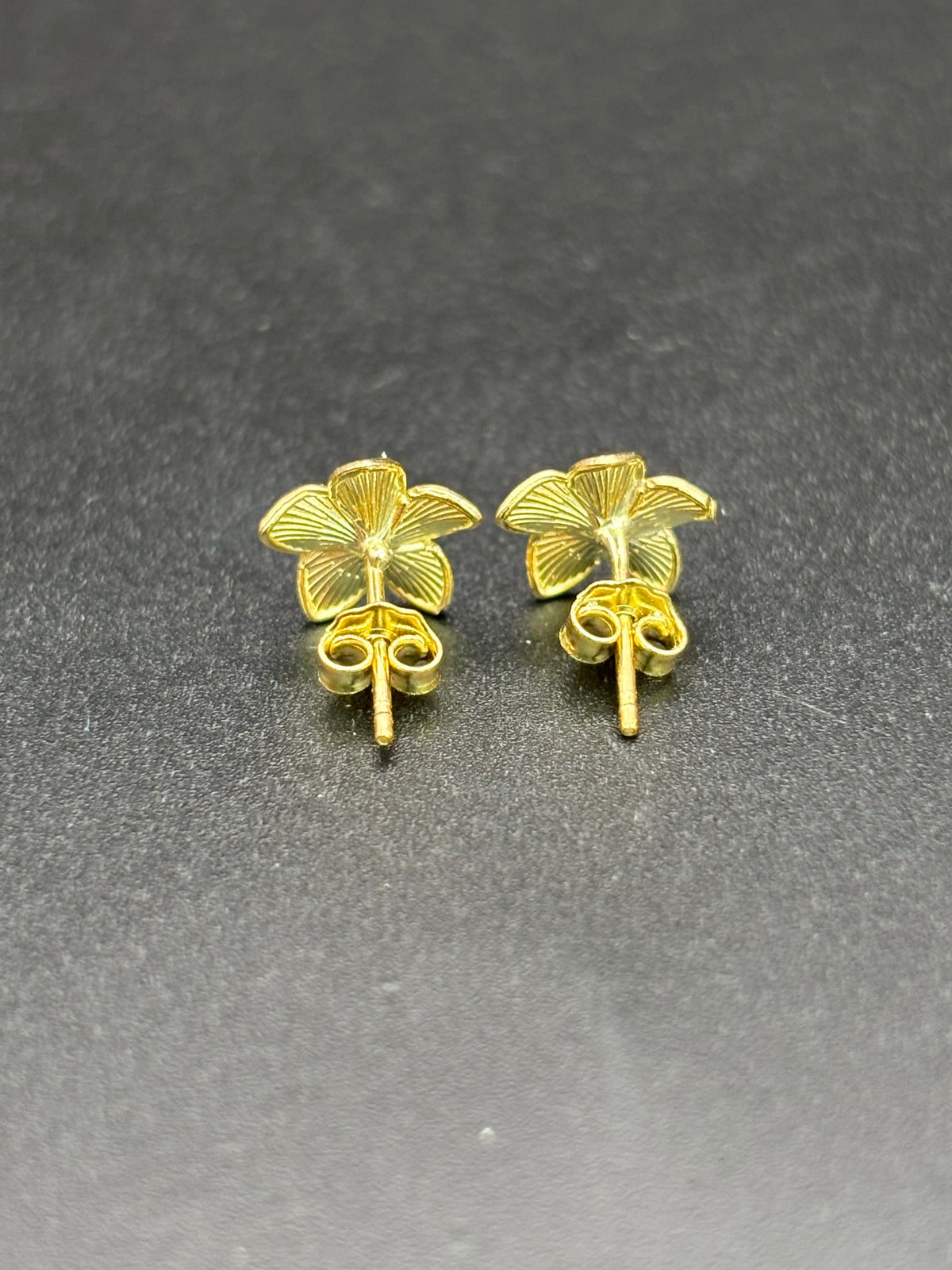 10k Solid Gold Earrings Plumeria Flower
