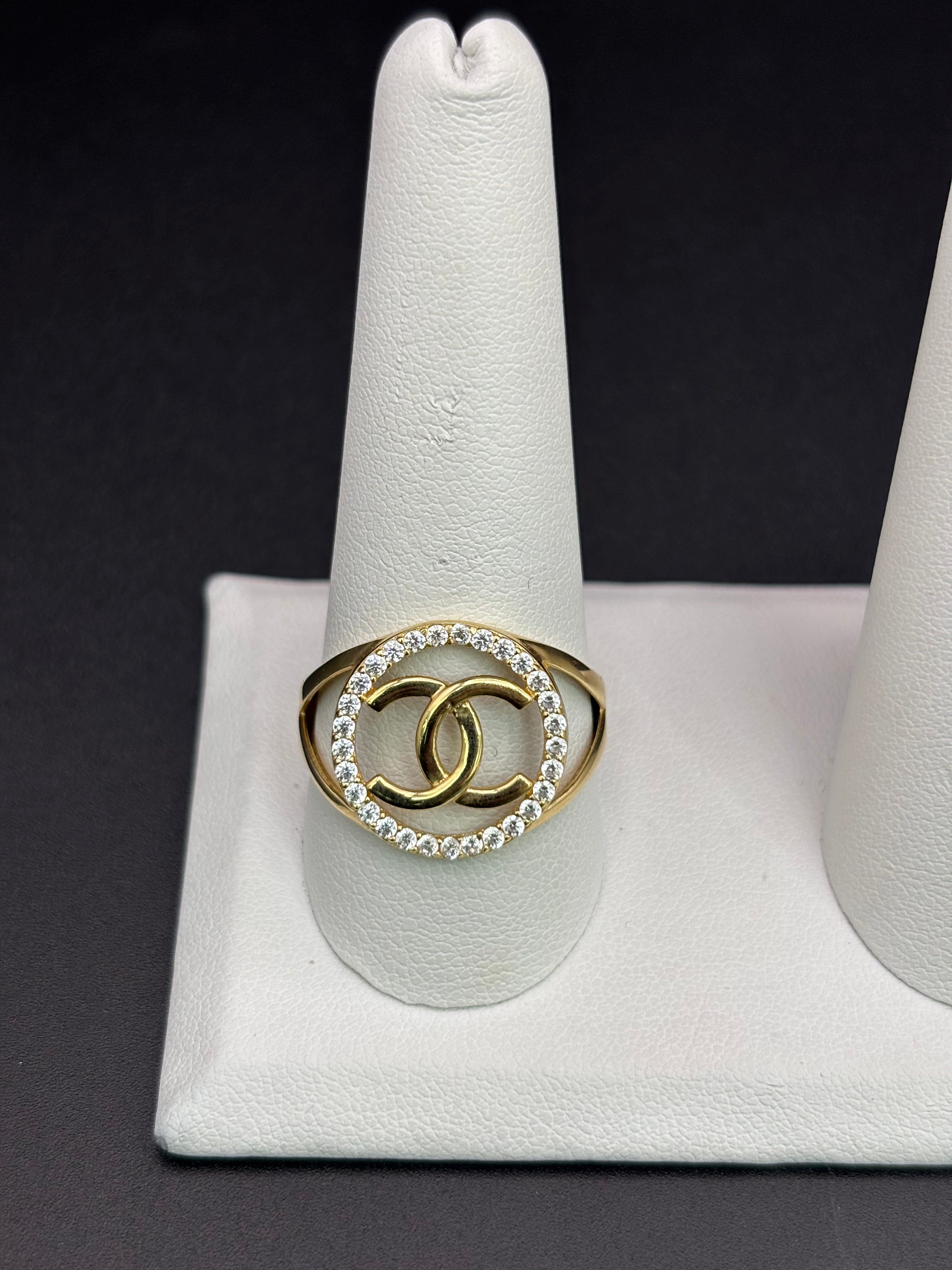 14k Solid Gold Ring Chanel Style