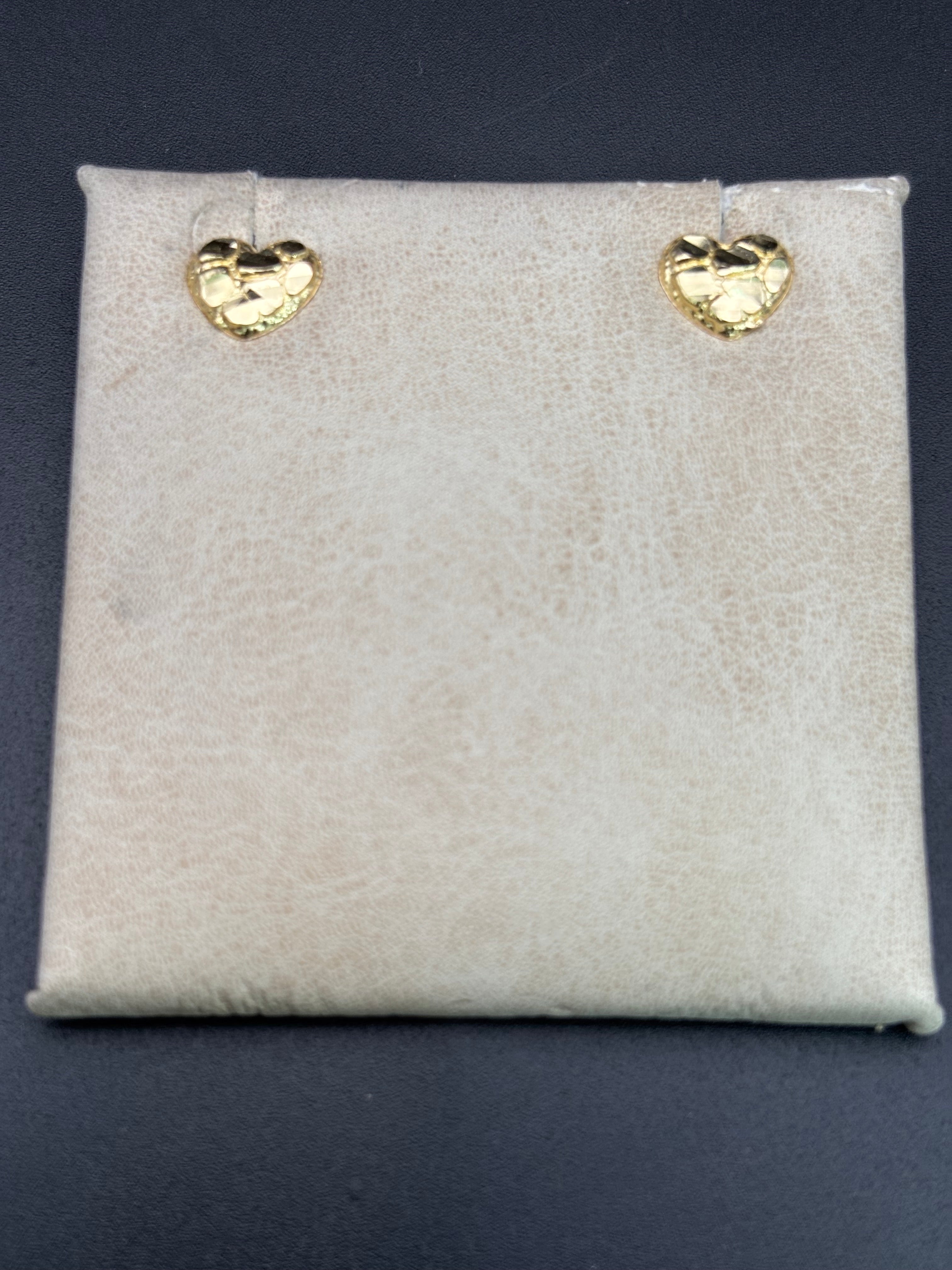 14k Solid Gold Earrings Heart Nugget