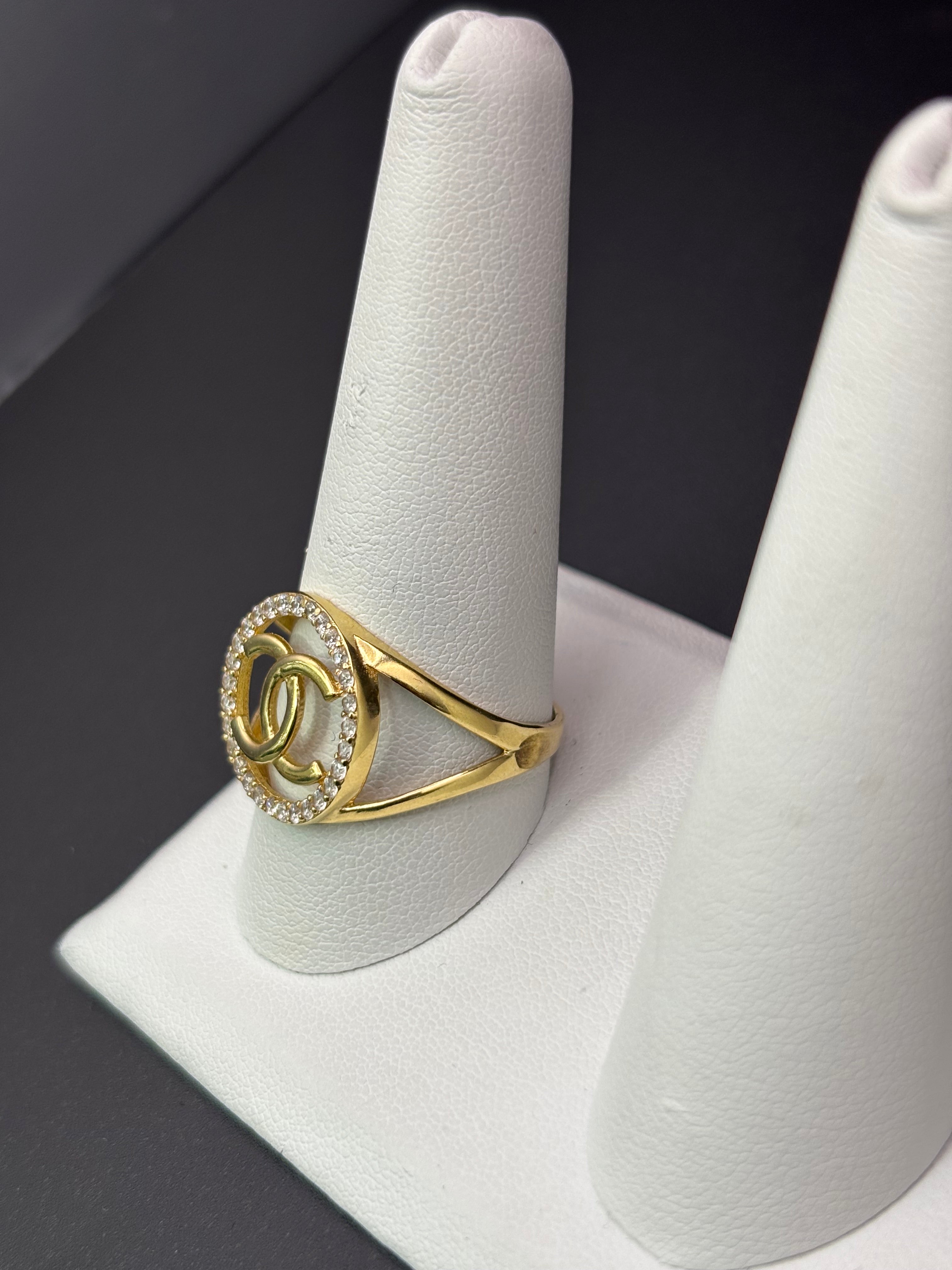 14k Solid Gold Ring Chanel Style