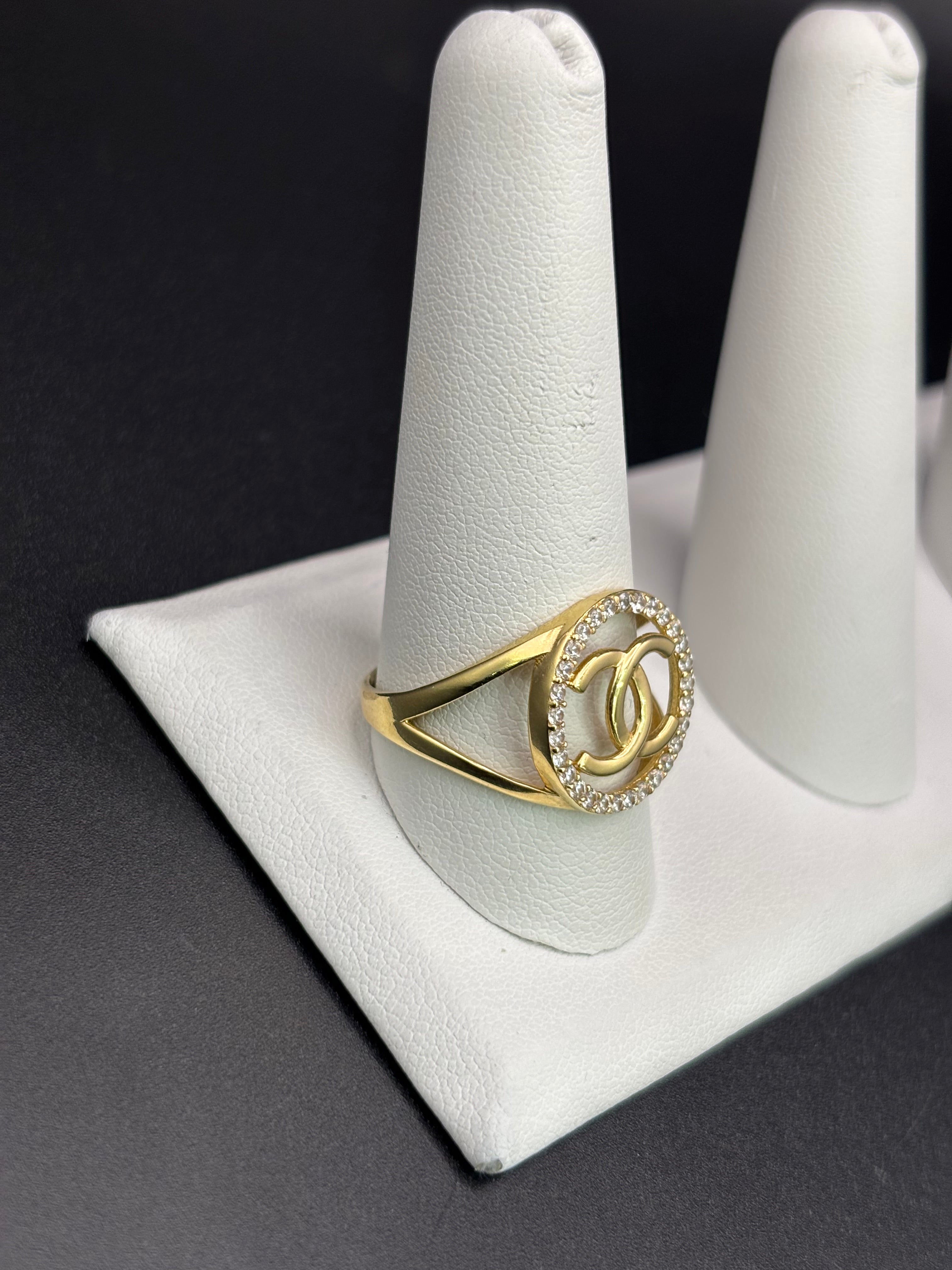 14k Solid Gold Ring Chanel Style