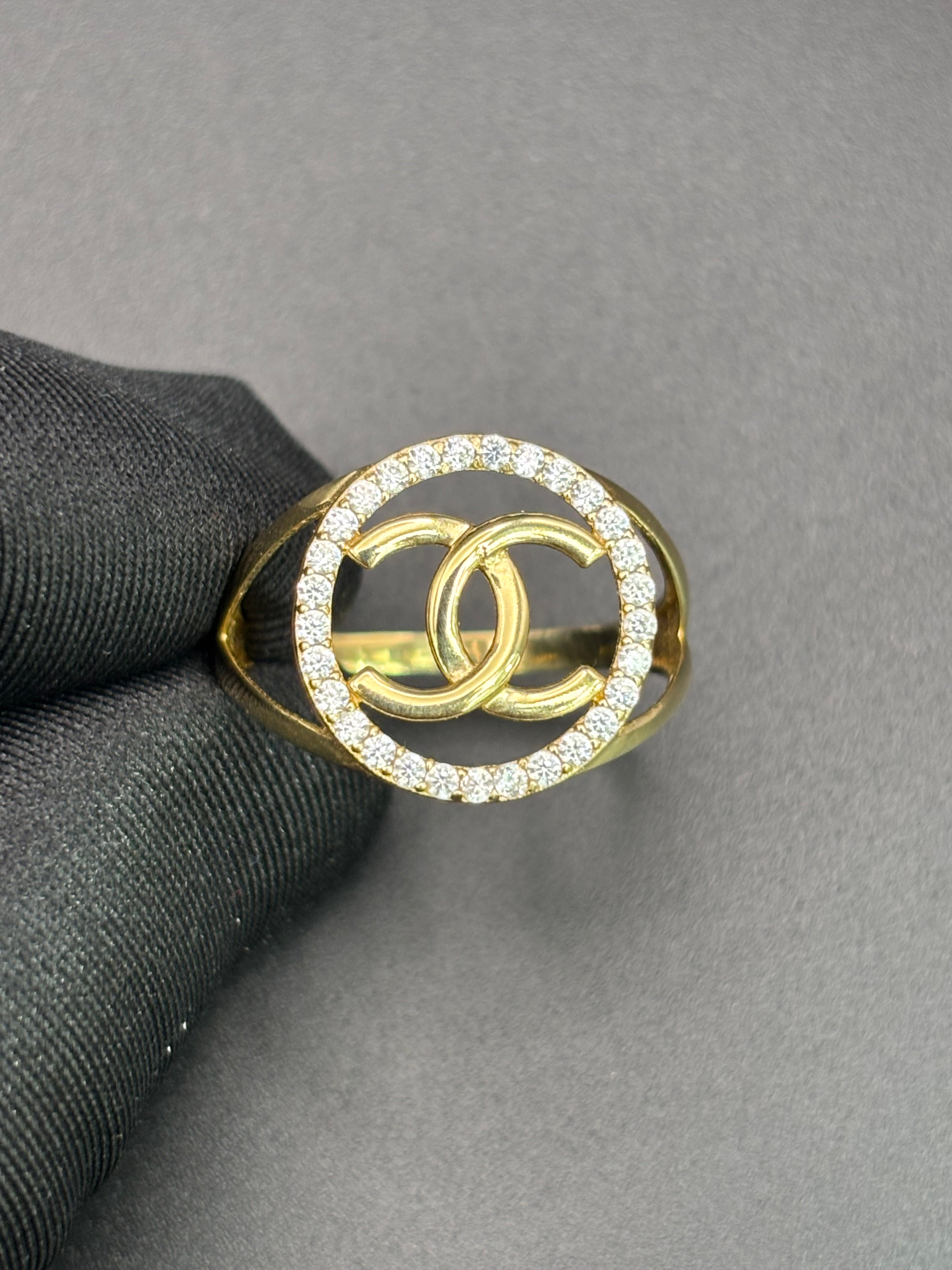 14k Solid Gold Ring Chanel Style