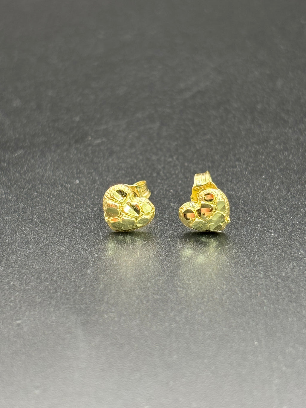 14k Solid Gold Earrings Heart Nugget
