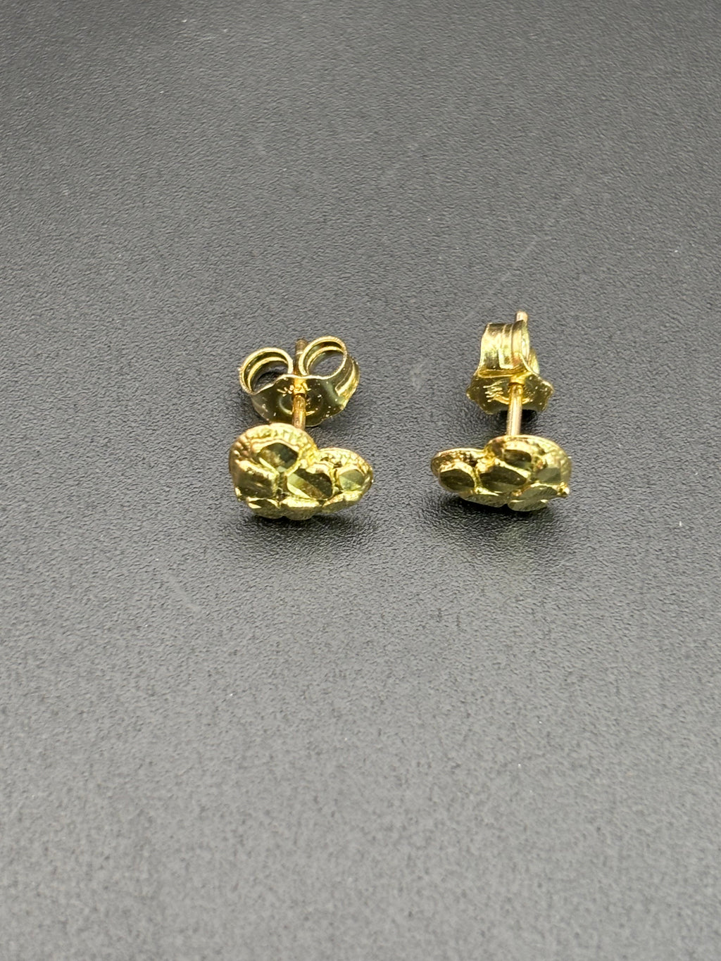 14k Solid Gold Earrings Heart Nugget